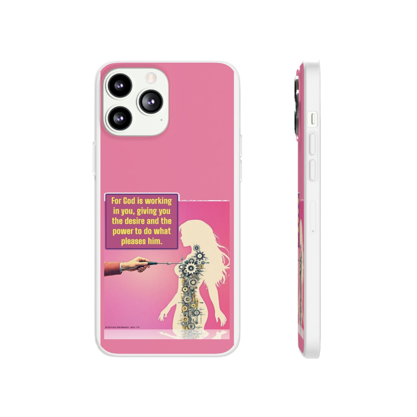 Motivational Flexi Case, Inspirational Phone Cover, Cute Gift for Friends, Faith-Based Protector, Unique Tech Accessory