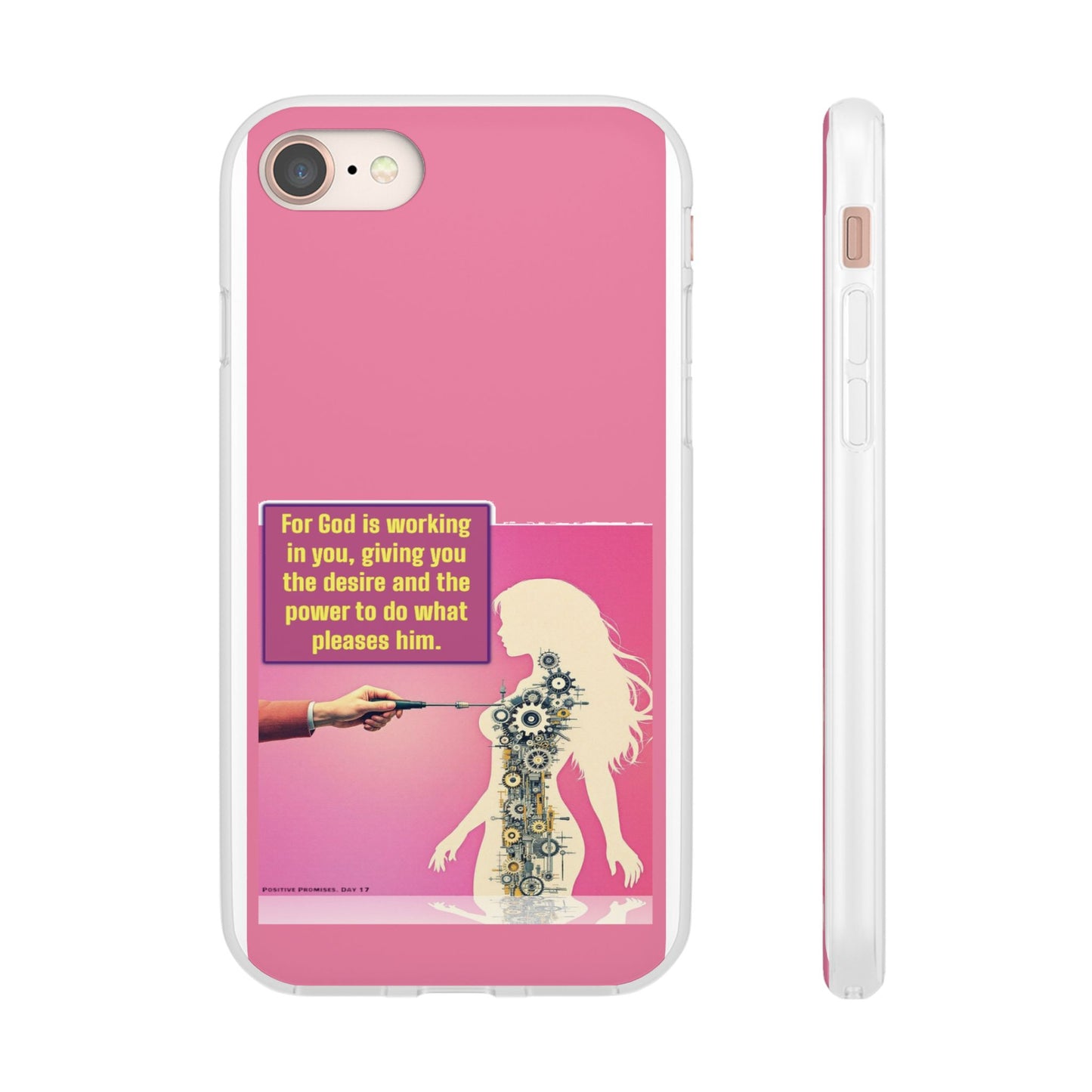 Motivational Flexi Case, Inspirational Phone Cover, Cute Gift for Friends, Faith-Based Protector, Unique Tech Accessory