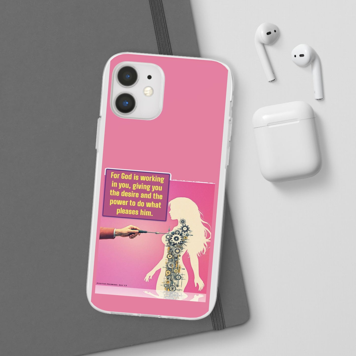 Motivational Flexi Case, Inspirational Phone Cover, Cute Gift for Friends, Faith-Based Protector, Unique Tech Accessory