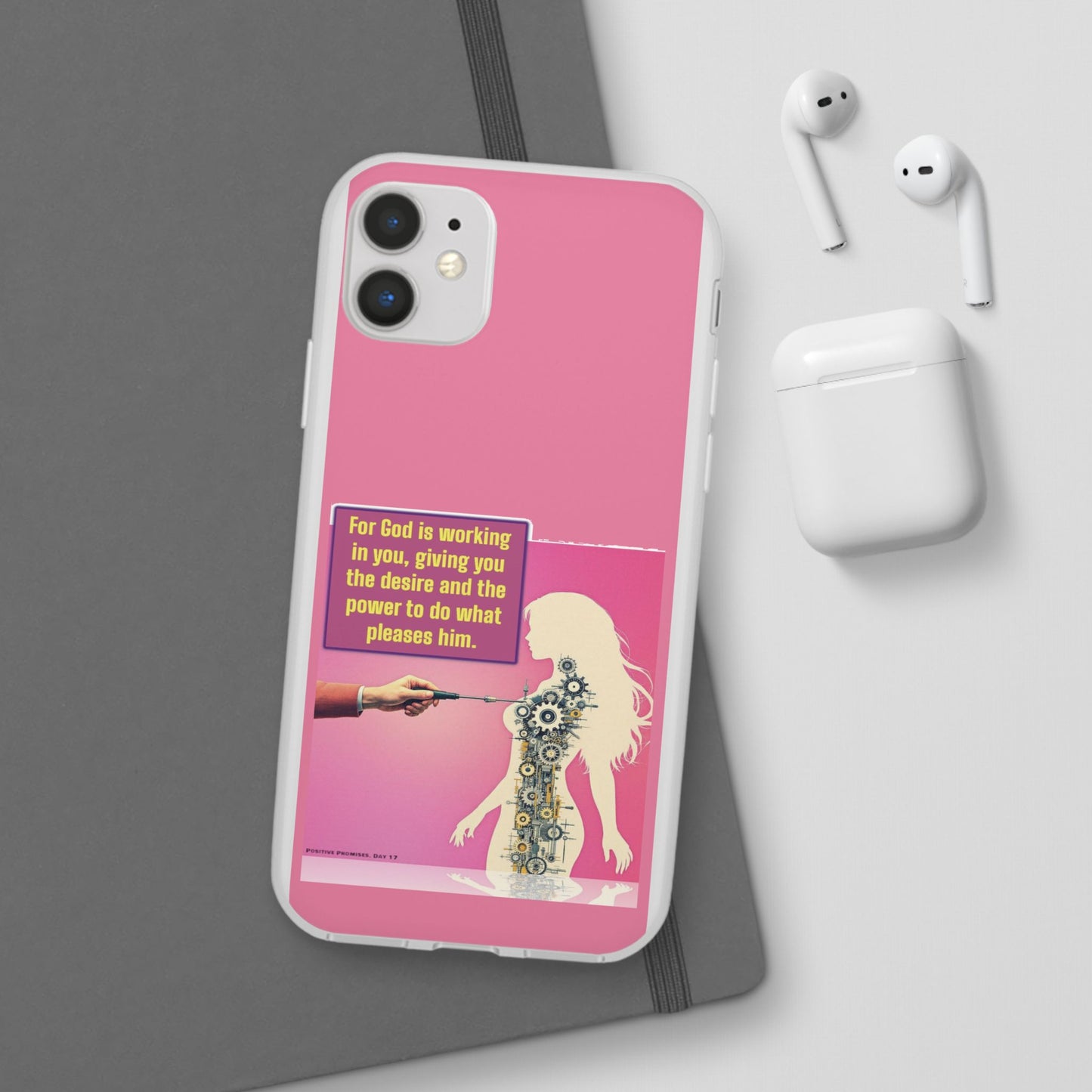 Motivational Flexi Case, Inspirational Phone Cover, Cute Gift for Friends, Faith-Based Protector, Unique Tech Accessory