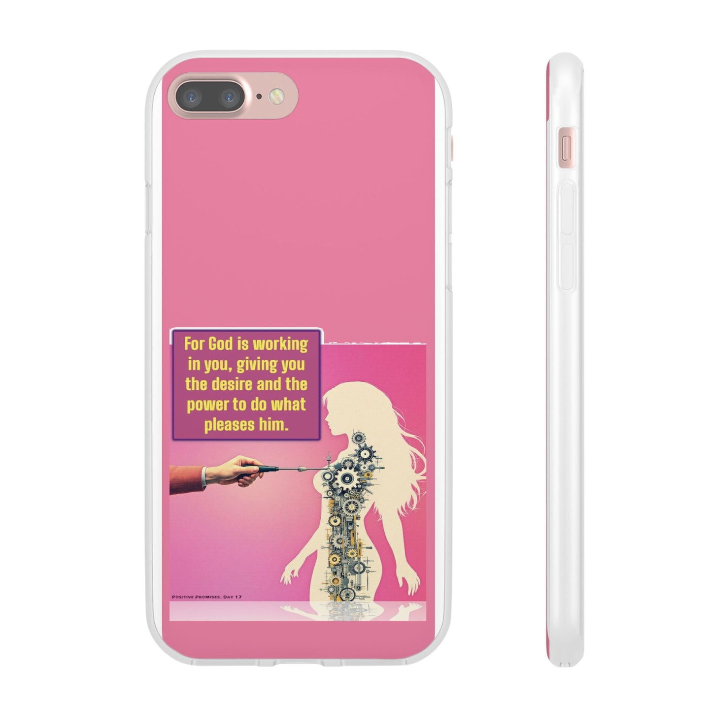 Motivational Flexi Case, Inspirational Phone Cover, Cute Gift for Friends, Faith-Based Protector, Unique Tech Accessory