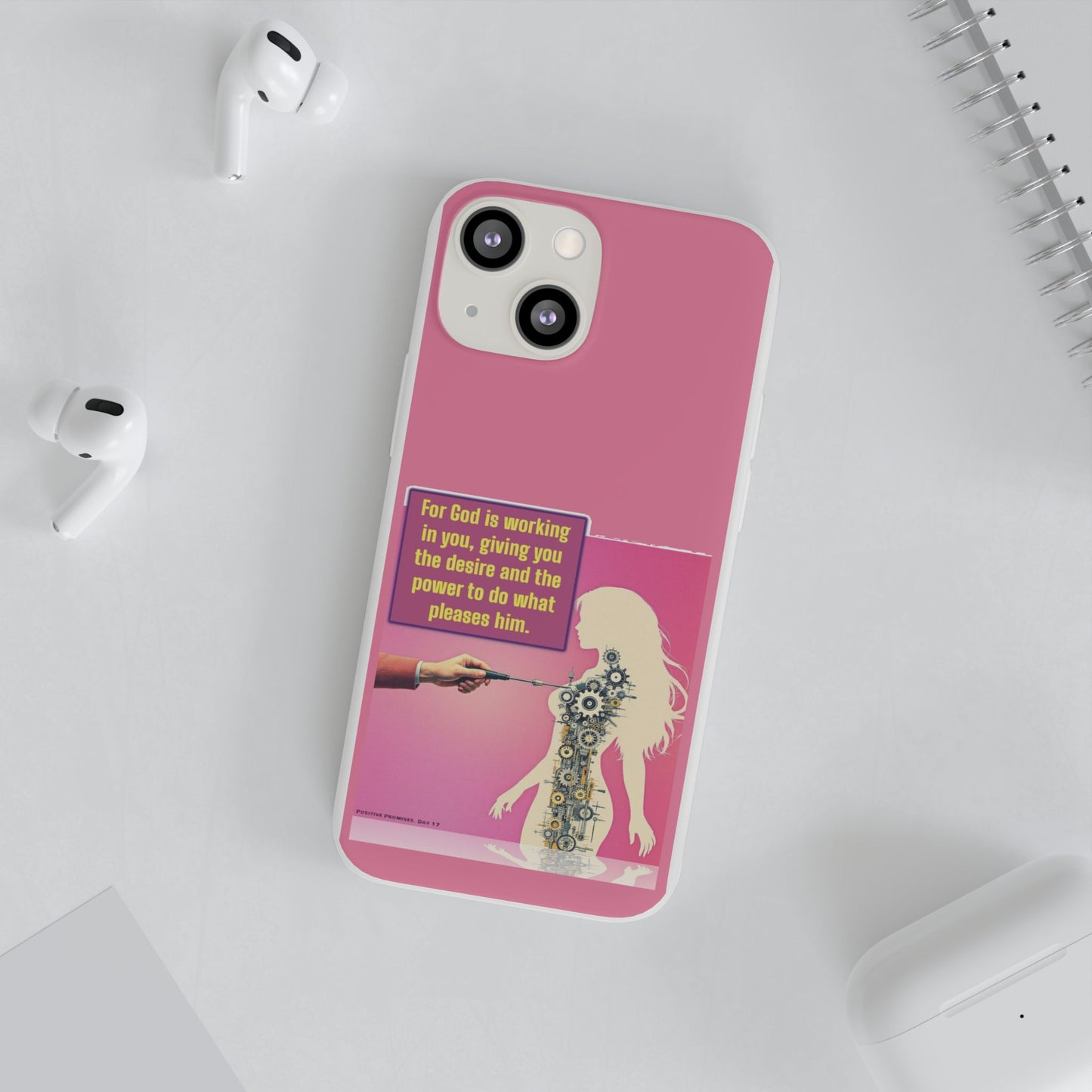 Motivational Flexi Case, Inspirational Phone Cover, Cute Gift for Friends, Faith-Based Protector, Unique Tech Accessory