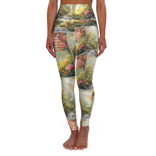 Yoga Leggings - Psalms 91 Angels Always Protect Me Design