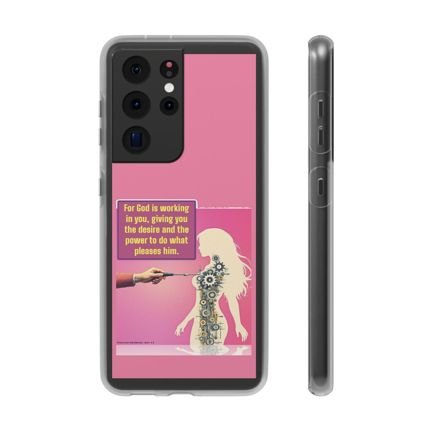 Motivational Flexi Case, Inspirational Phone Cover, Cute Gift for Friends, Faith-Based Protector, Unique Tech Accessory