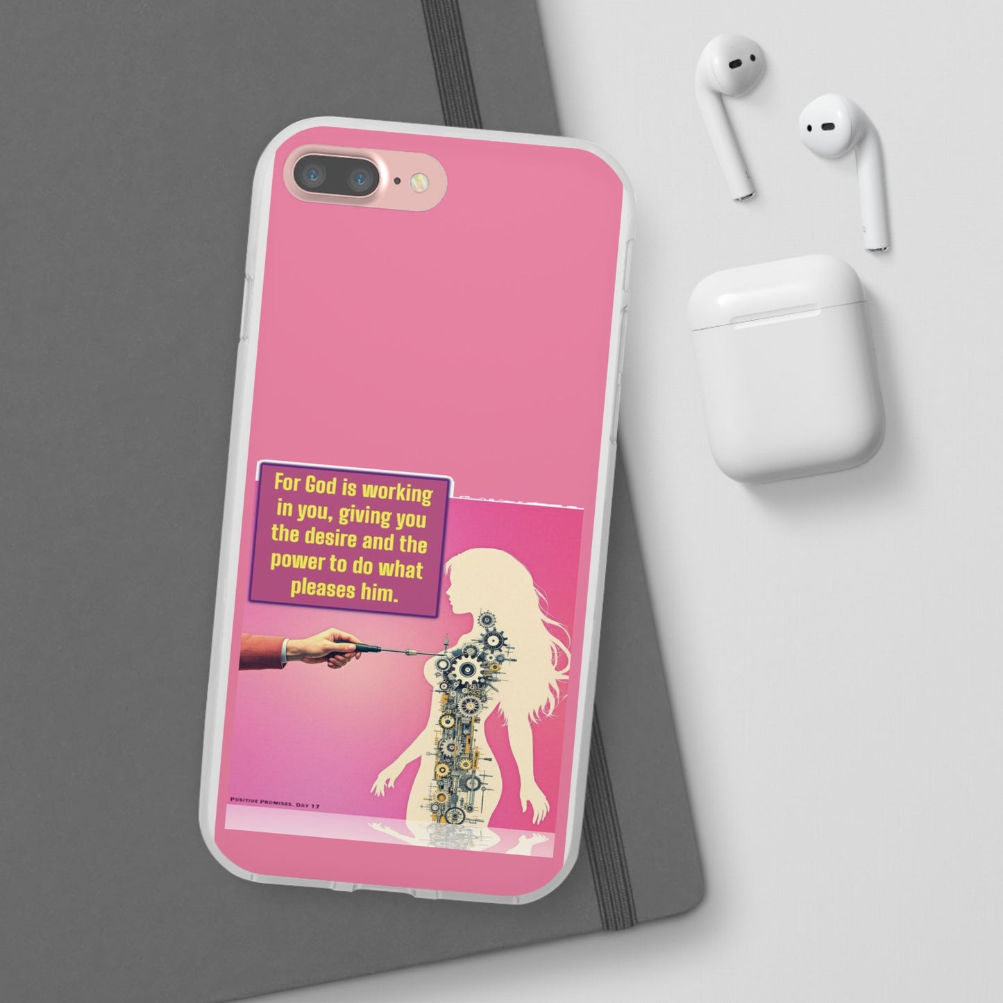 Motivational Flexi Case, Inspirational Phone Cover, Cute Gift for Friends, Faith-Based Protector, Unique Tech Accessory