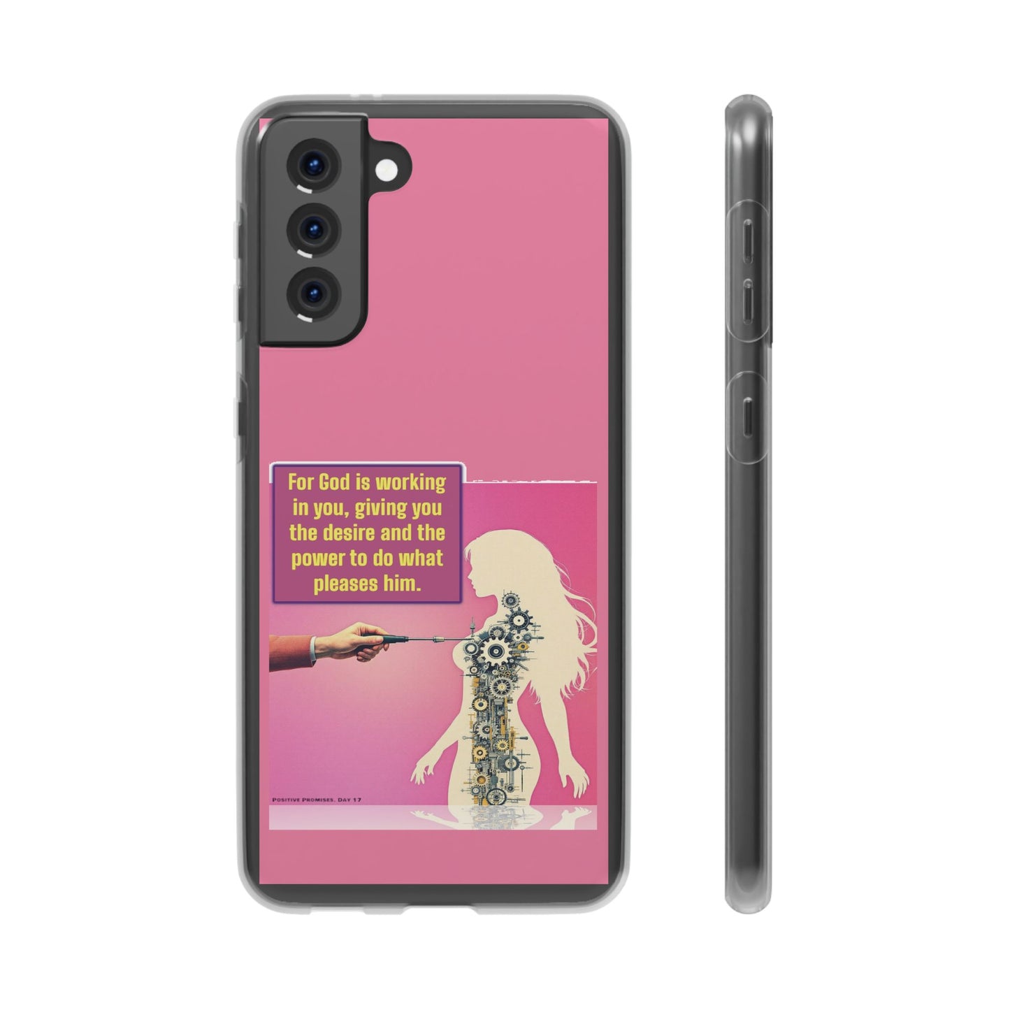 Motivational Flexi Case, Inspirational Phone Cover, Cute Gift for Friends, Faith-Based Protector, Unique Tech Accessory