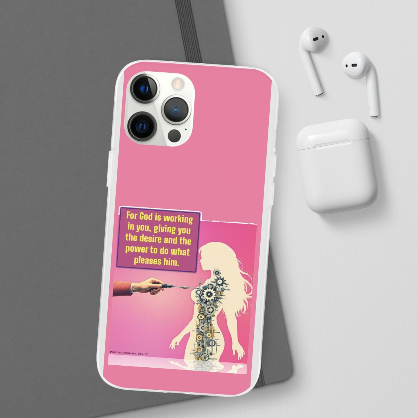 Motivational Flexi Case, Inspirational Phone Cover, Cute Gift for Friends, Faith-Based Protector, Unique Tech Accessory