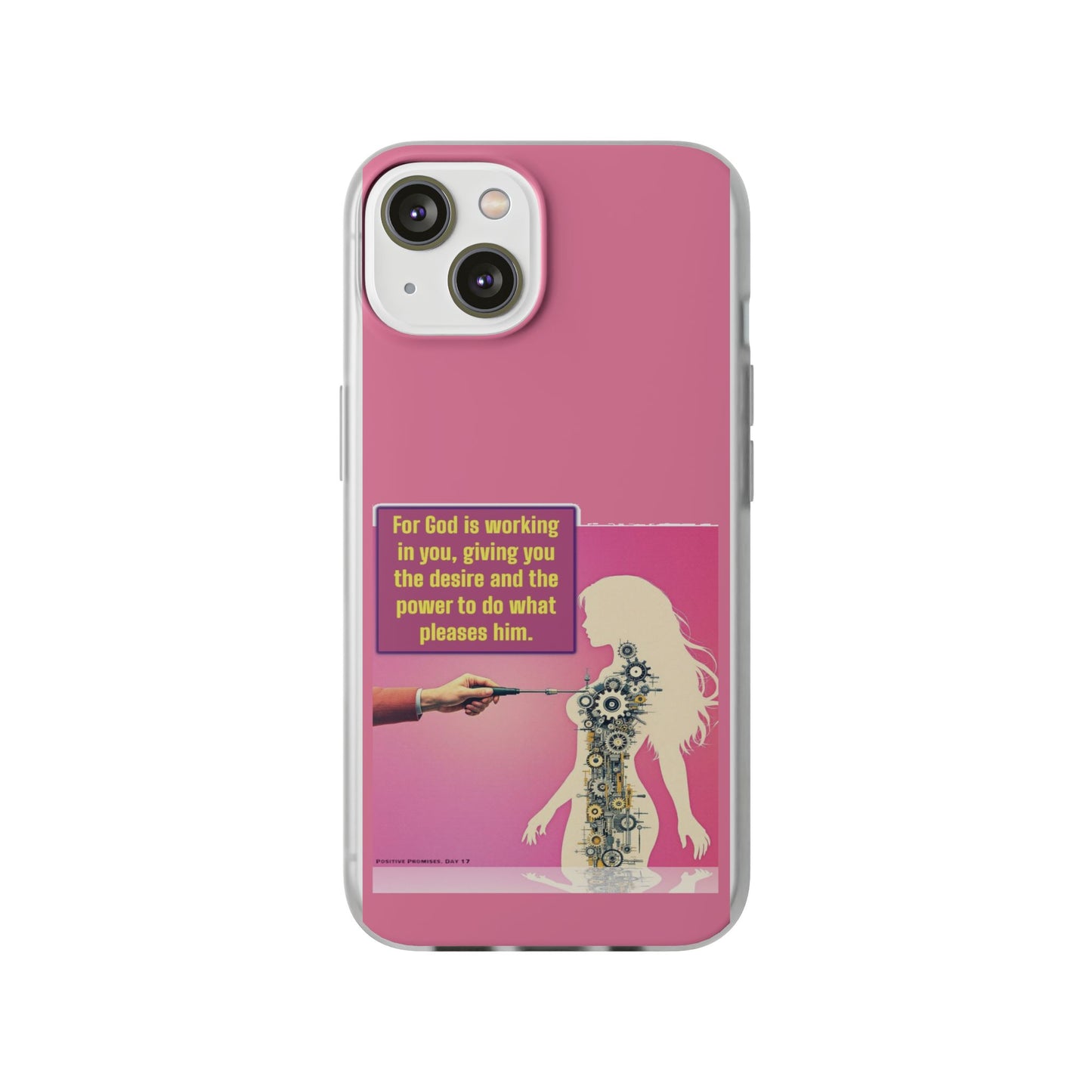 Motivational Flexi Case, Inspirational Phone Cover, Cute Gift for Friends, Faith-Based Protector, Unique Tech Accessory