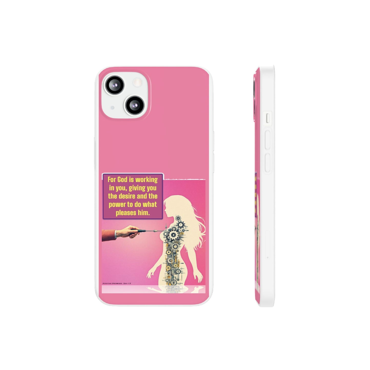 Motivational Flexi Case, Inspirational Phone Cover, Cute Gift for Friends, Faith-Based Protector, Unique Tech Accessory