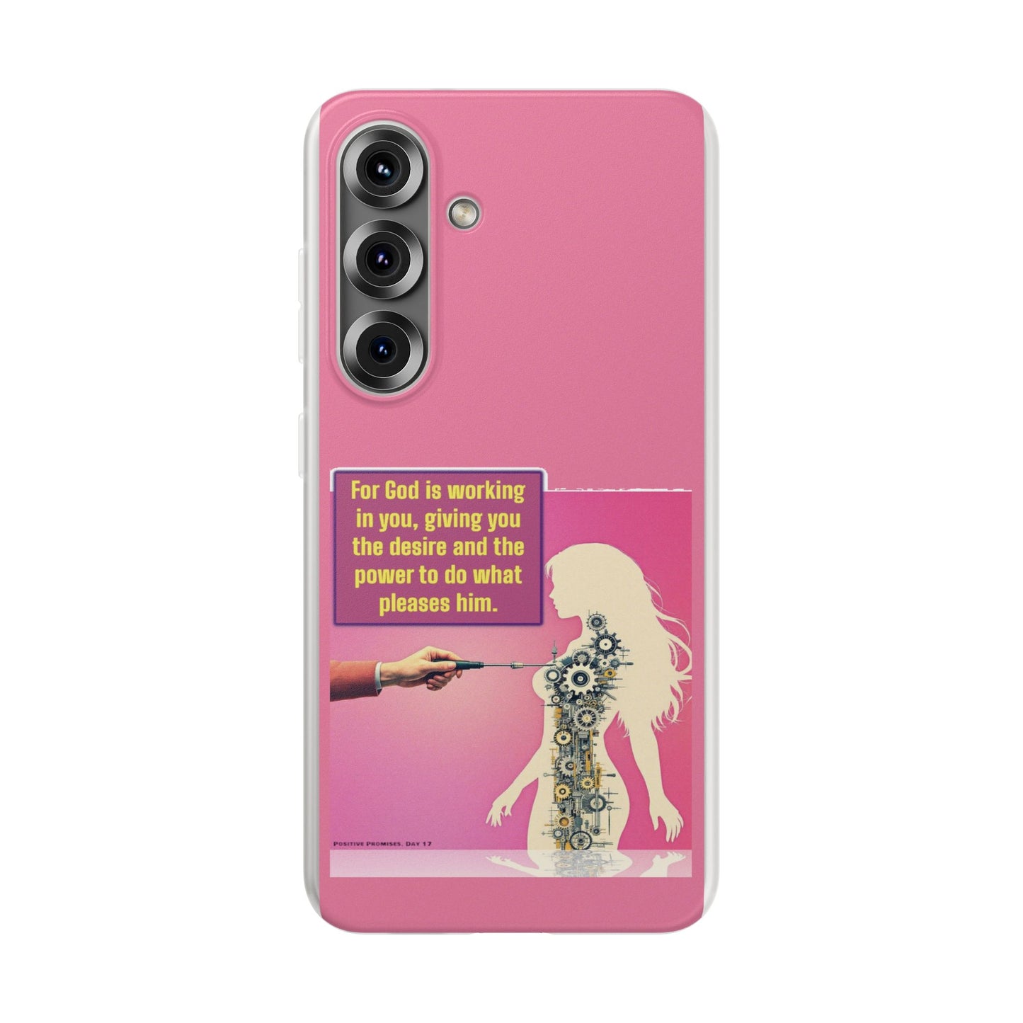 Motivational Flexi Case, Inspirational Phone Cover, Cute Gift for Friends, Faith-Based Protector, Unique Tech Accessory