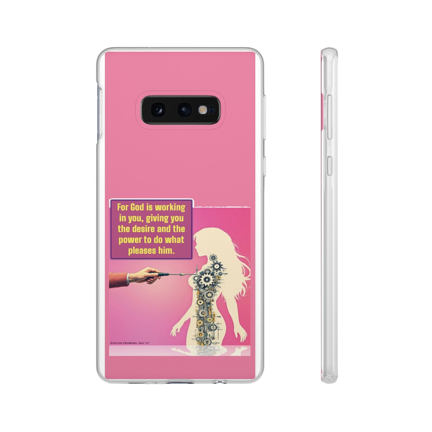 Motivational Flexi Case, Inspirational Phone Cover, Cute Gift for Friends, Faith-Based Protector, Unique Tech Accessory