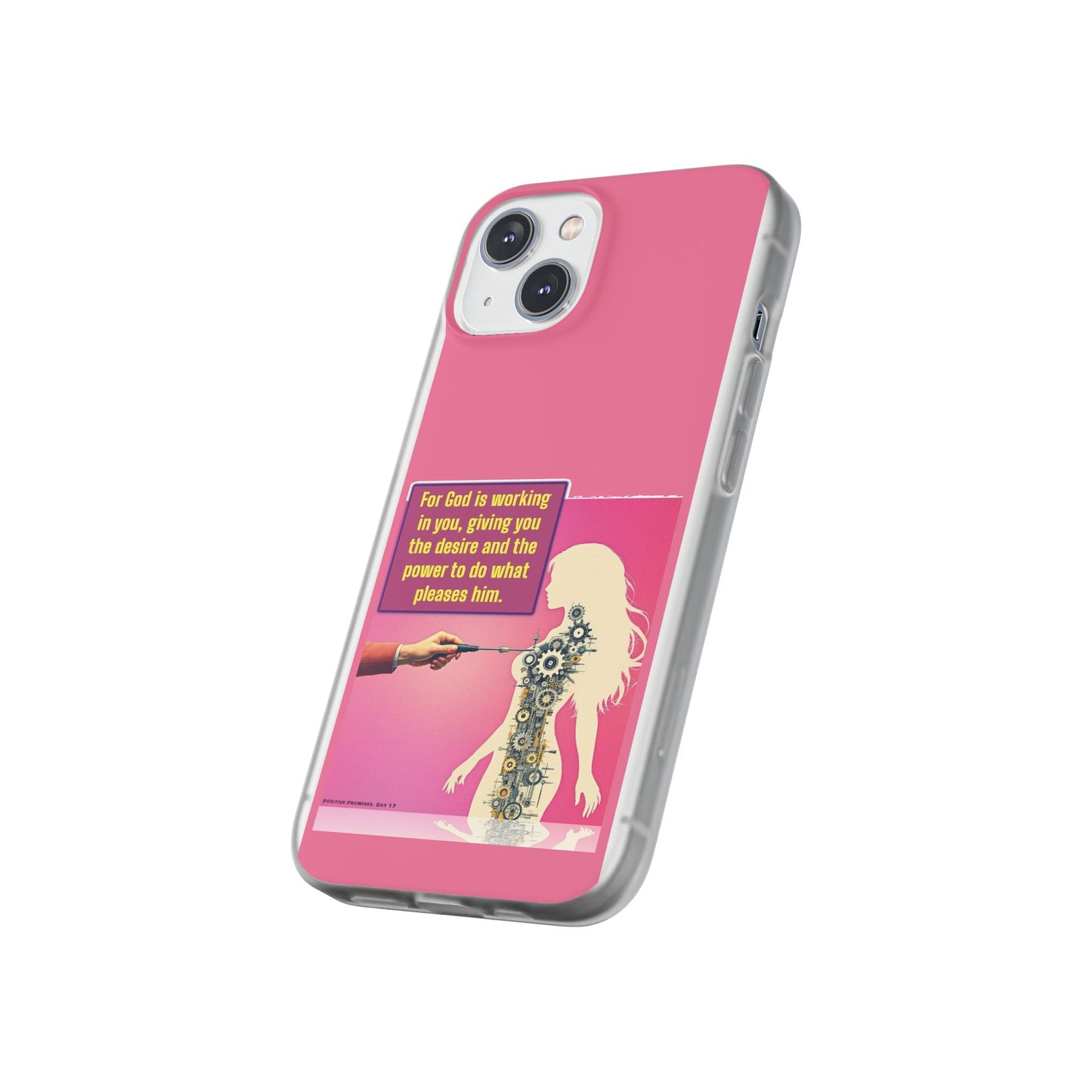 Motivational Flexi Case, Inspirational Phone Cover, Cute Gift for Friends, Faith-Based Protector, Unique Tech Accessory