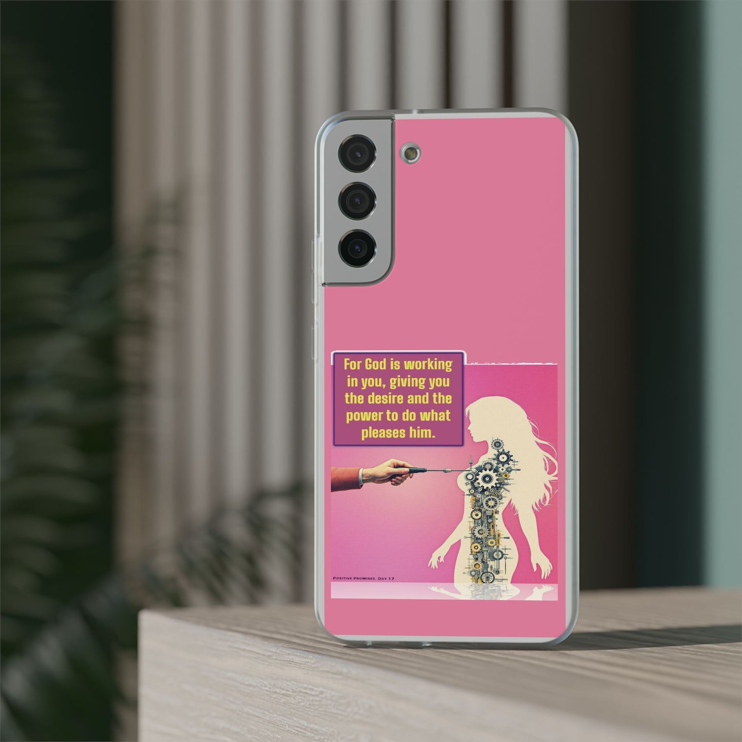 Motivational Flexi Case, Inspirational Phone Cover, Cute Gift for Friends, Faith-Based Protector, Unique Tech Accessory