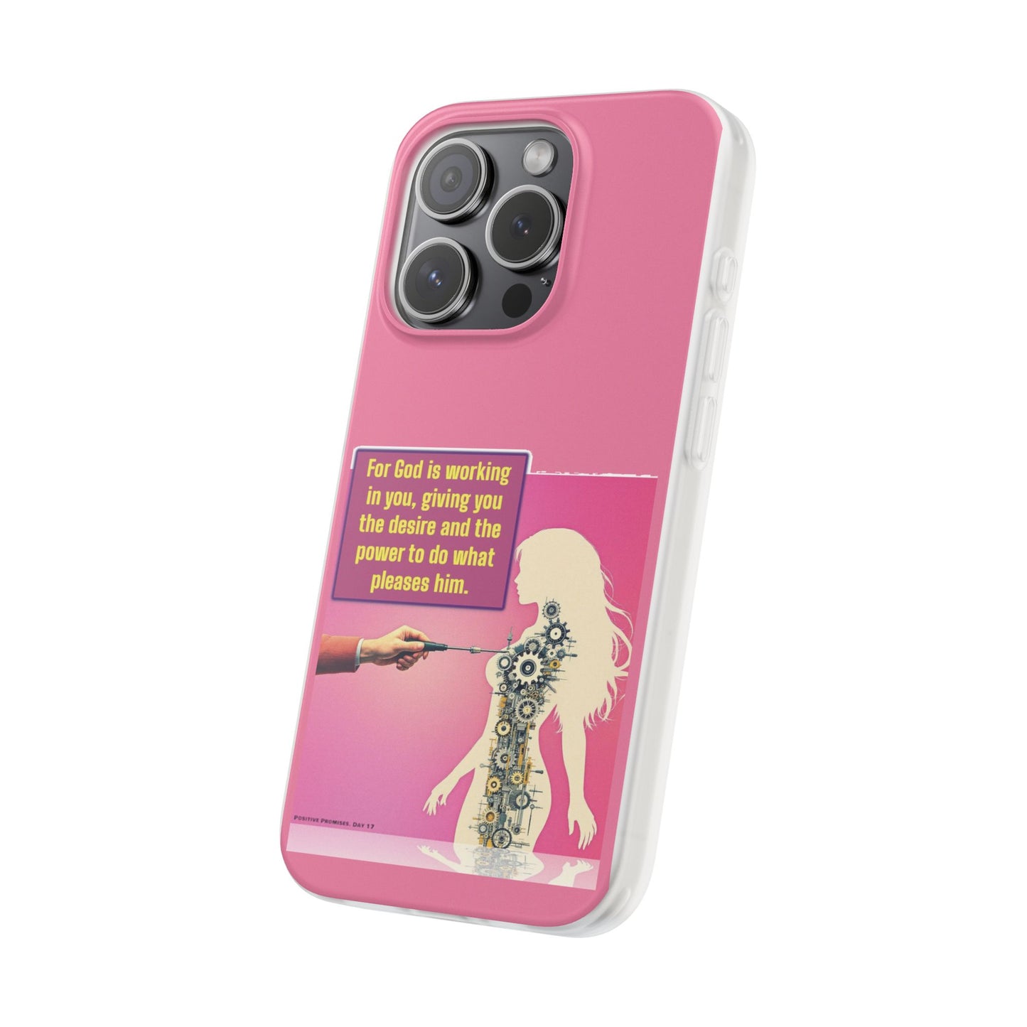 Motivational Flexi Case, Inspirational Phone Cover, Cute Gift for Friends, Faith-Based Protector, Unique Tech Accessory