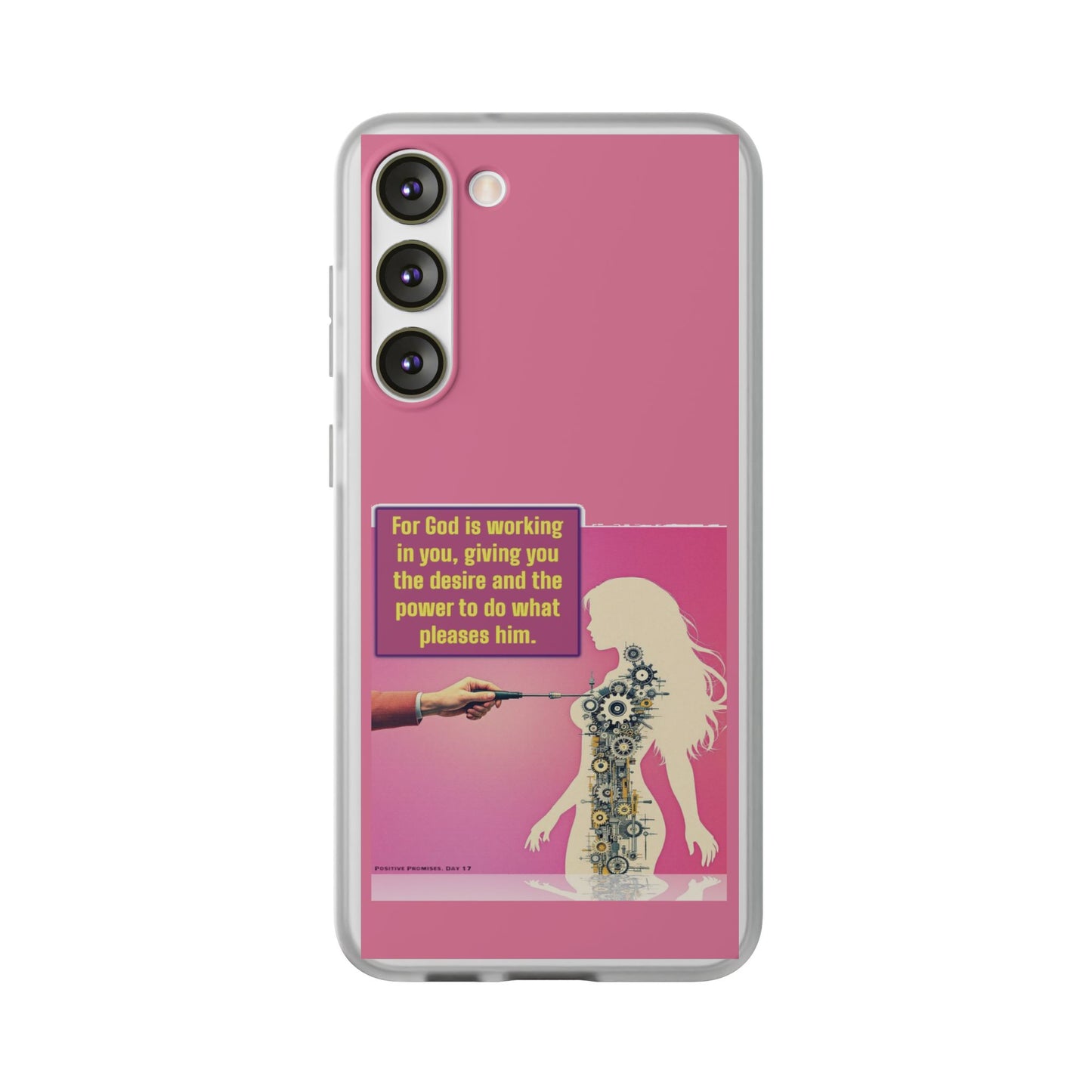 Motivational Flexi Case, Inspirational Phone Cover, Cute Gift for Friends, Faith-Based Protector, Unique Tech Accessory