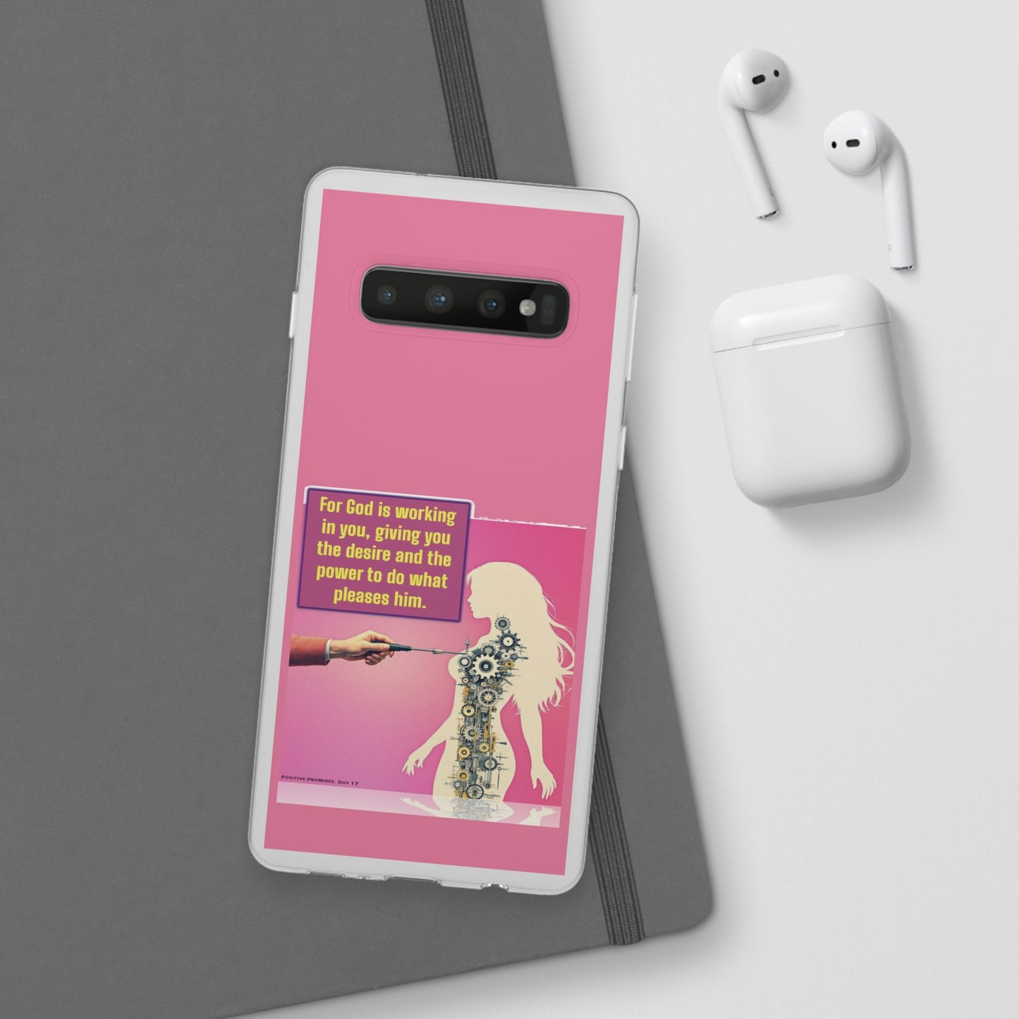 Motivational Flexi Case, Inspirational Phone Cover, Cute Gift for Friends, Faith-Based Protector, Unique Tech Accessory