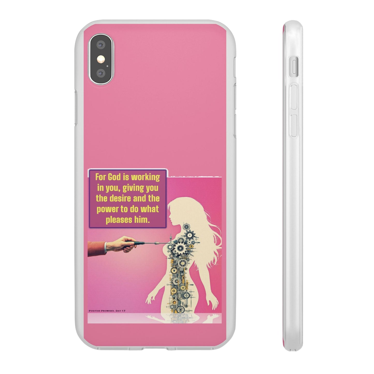 Motivational Flexi Case, Inspirational Phone Cover, Cute Gift for Friends, Faith-Based Protector, Unique Tech Accessory