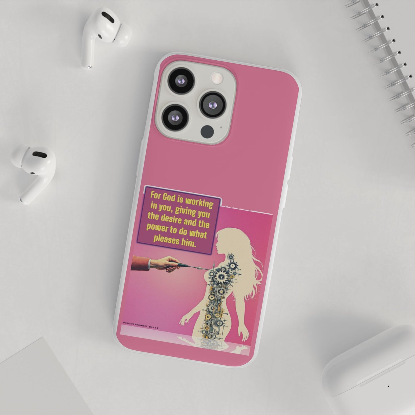 Motivational Flexi Case, Inspirational Phone Cover, Cute Gift for Friends, Faith-Based Protector, Unique Tech Accessory