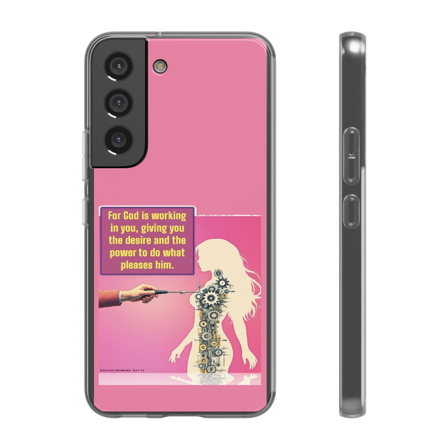 Motivational Flexi Case, Inspirational Phone Cover, Cute Gift for Friends, Faith-Based Protector, Unique Tech Accessory