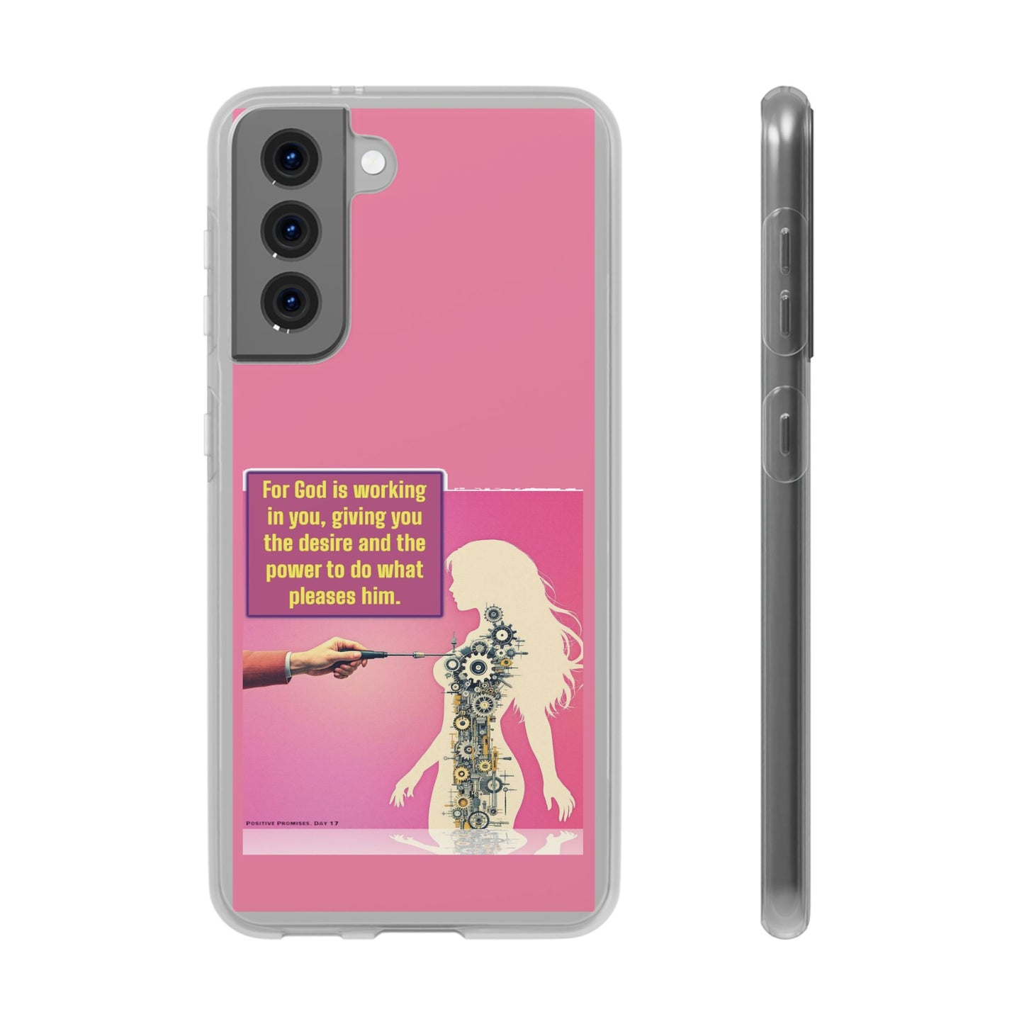 Motivational Flexi Case, Inspirational Phone Cover, Cute Gift for Friends, Faith-Based Protector, Unique Tech Accessory