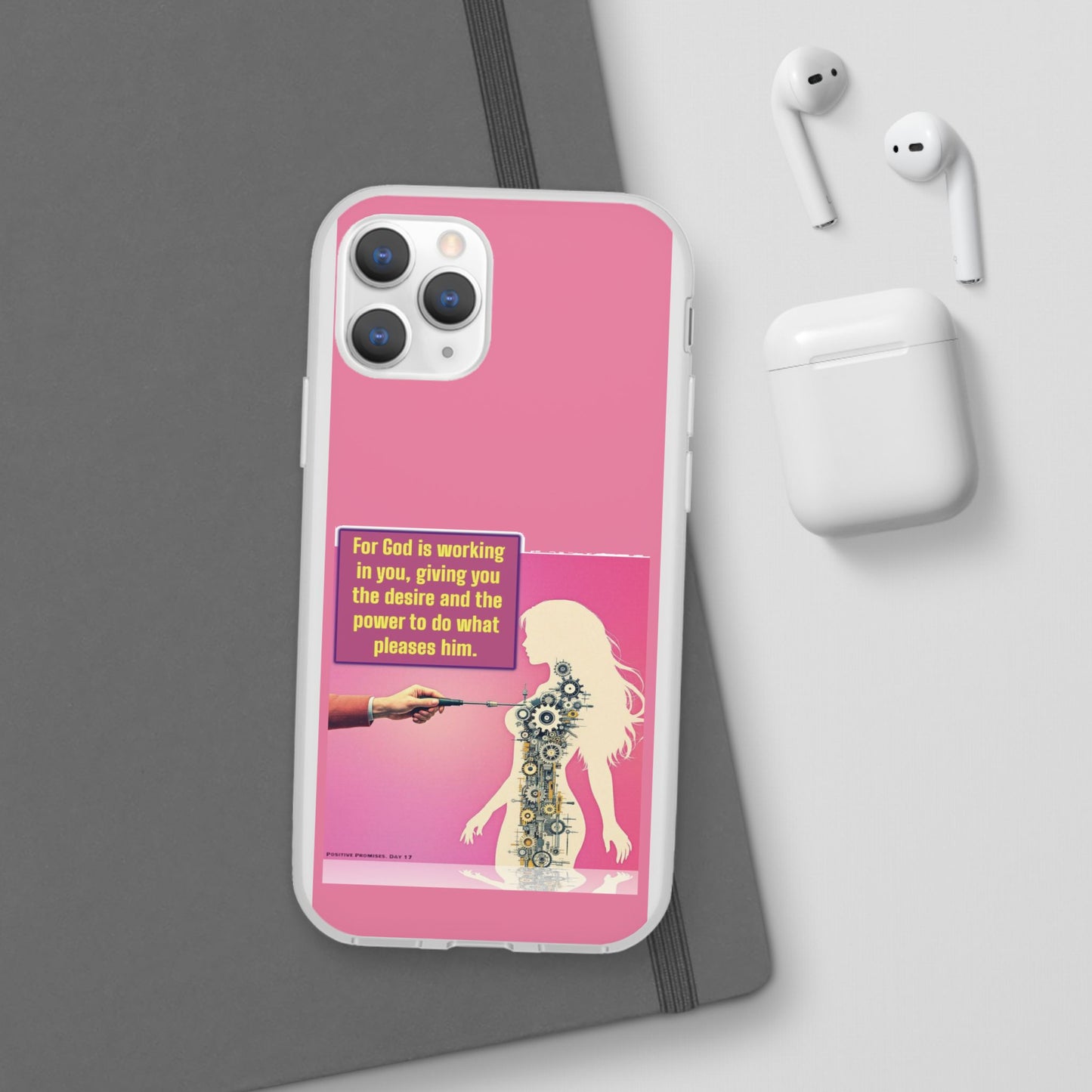 Motivational Flexi Case, Inspirational Phone Cover, Cute Gift for Friends, Faith-Based Protector, Unique Tech Accessory