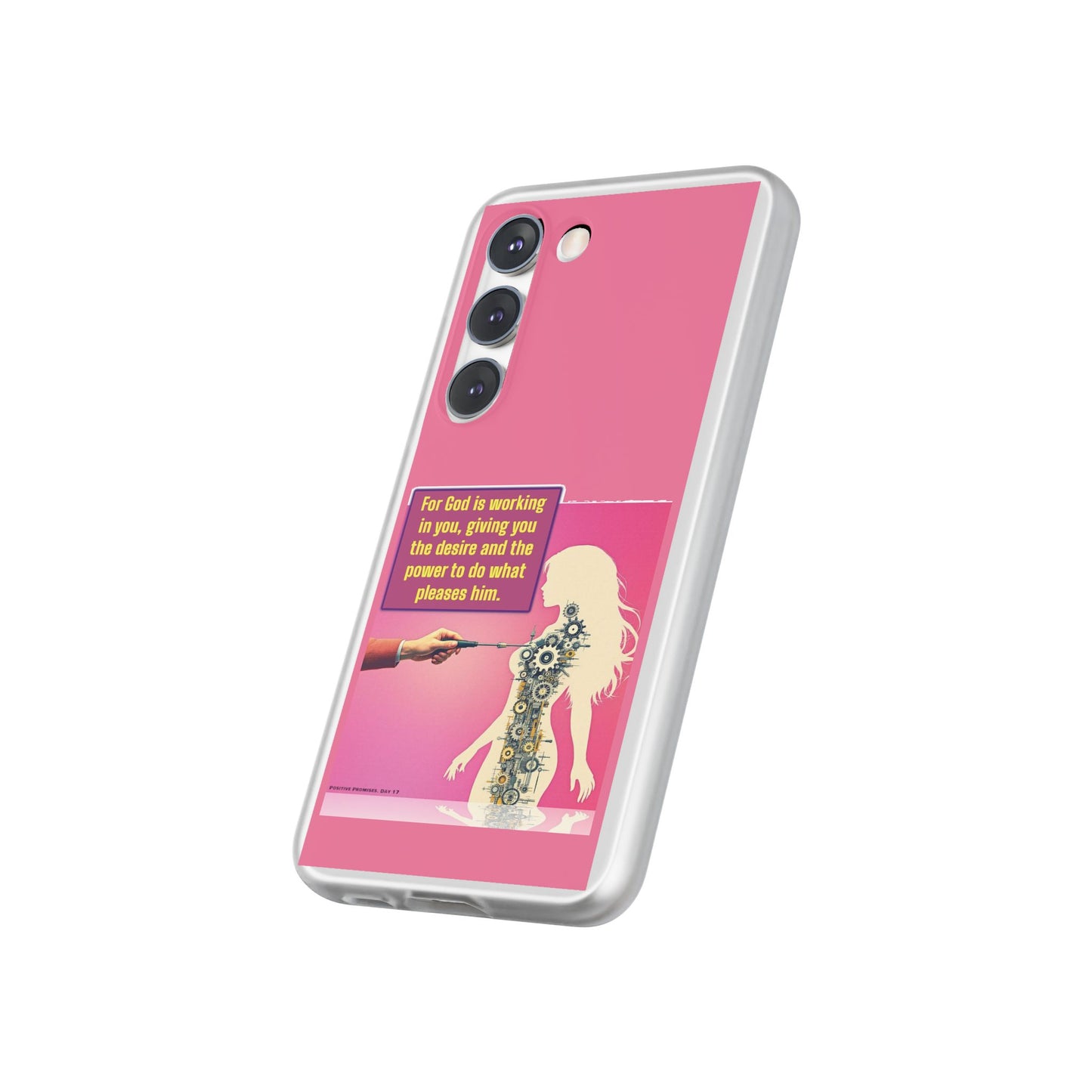 Motivational Flexi Case, Inspirational Phone Cover, Cute Gift for Friends, Faith-Based Protector, Unique Tech Accessory