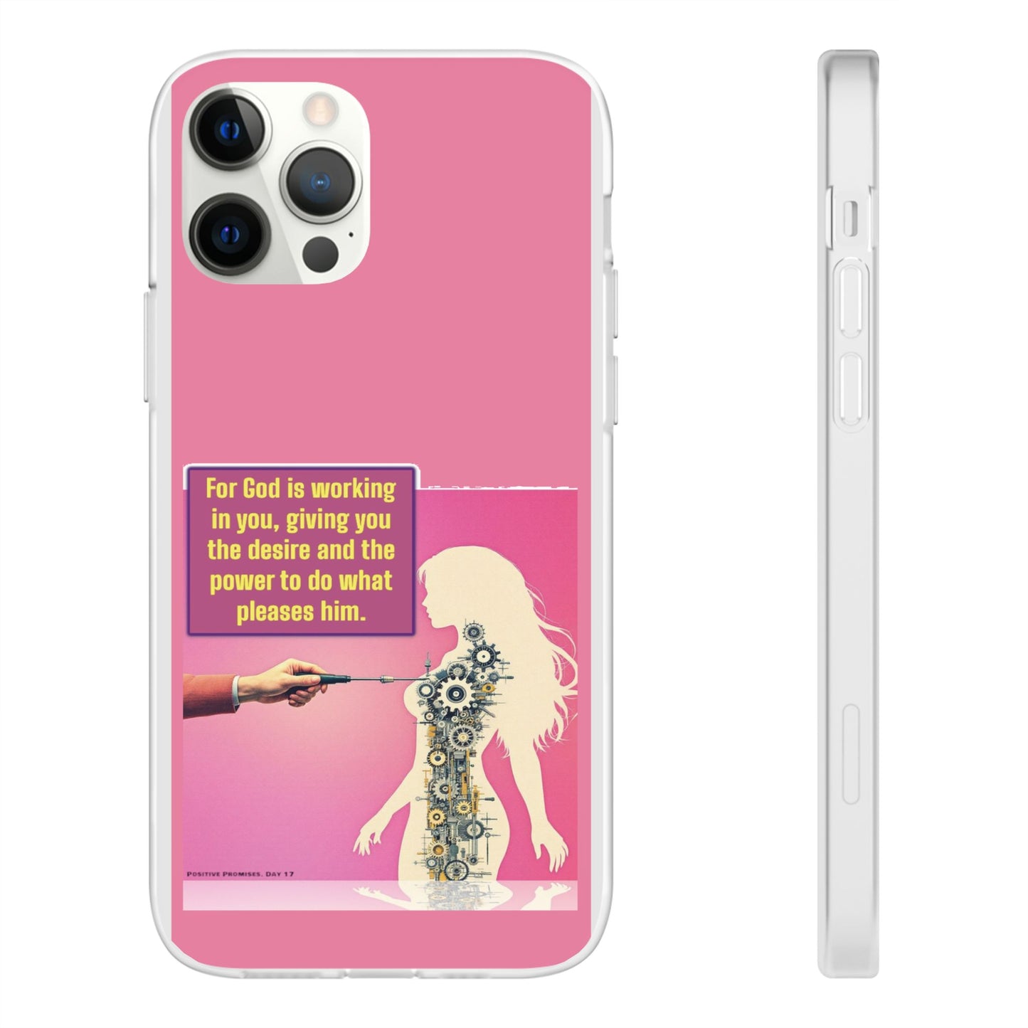 Motivational Flexi Case, Inspirational Phone Cover, Cute Gift for Friends, Faith-Based Protector, Unique Tech Accessory