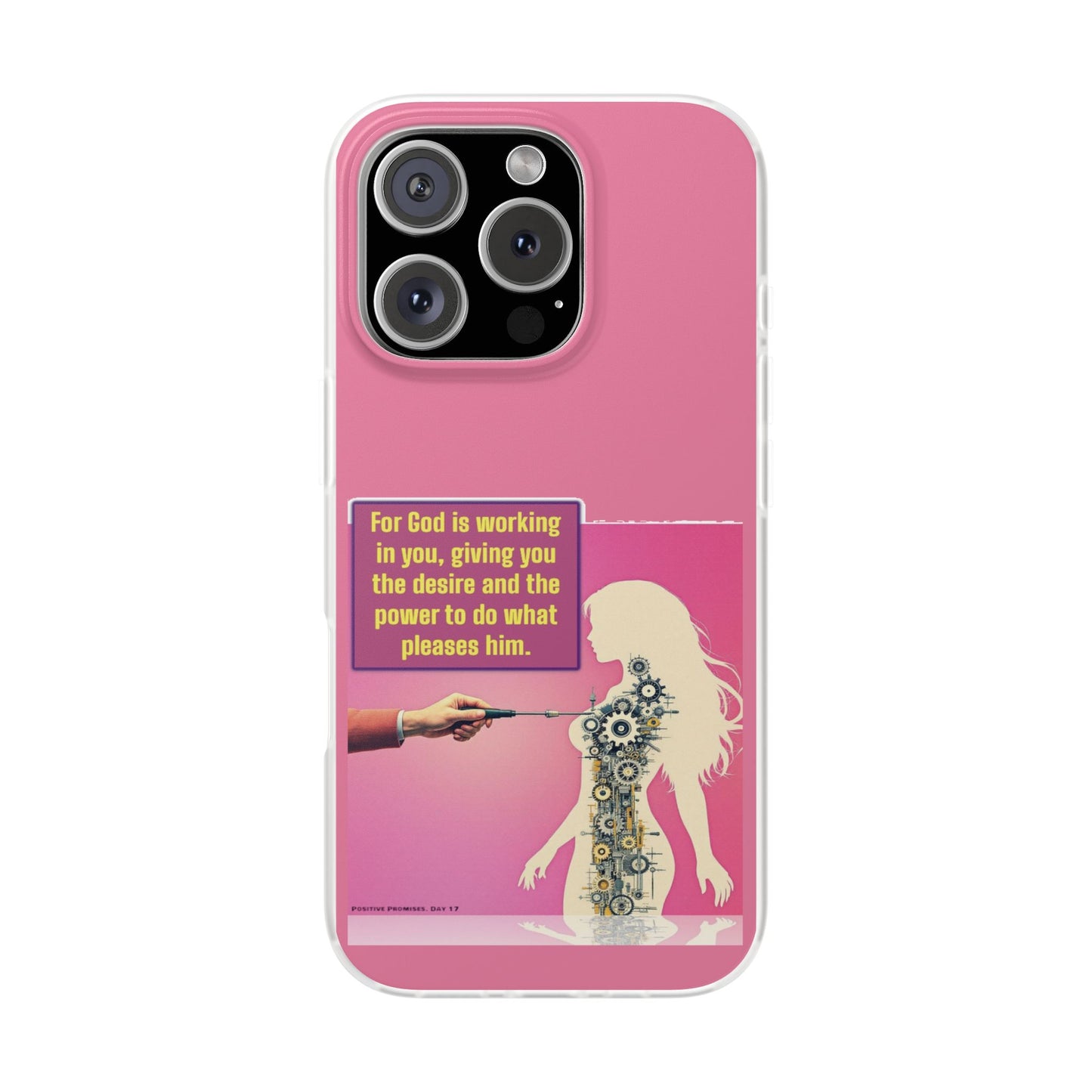 Motivational Flexi Case, Inspirational Phone Cover, Cute Gift for Friends, Faith-Based Protector, Unique Tech Accessory