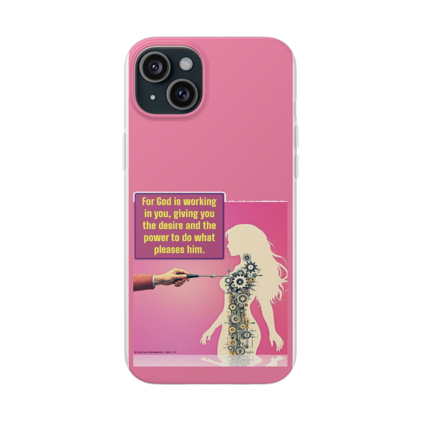 Motivational Flexi Case, Inspirational Phone Cover, Cute Gift for Friends, Faith-Based Protector, Unique Tech Accessory