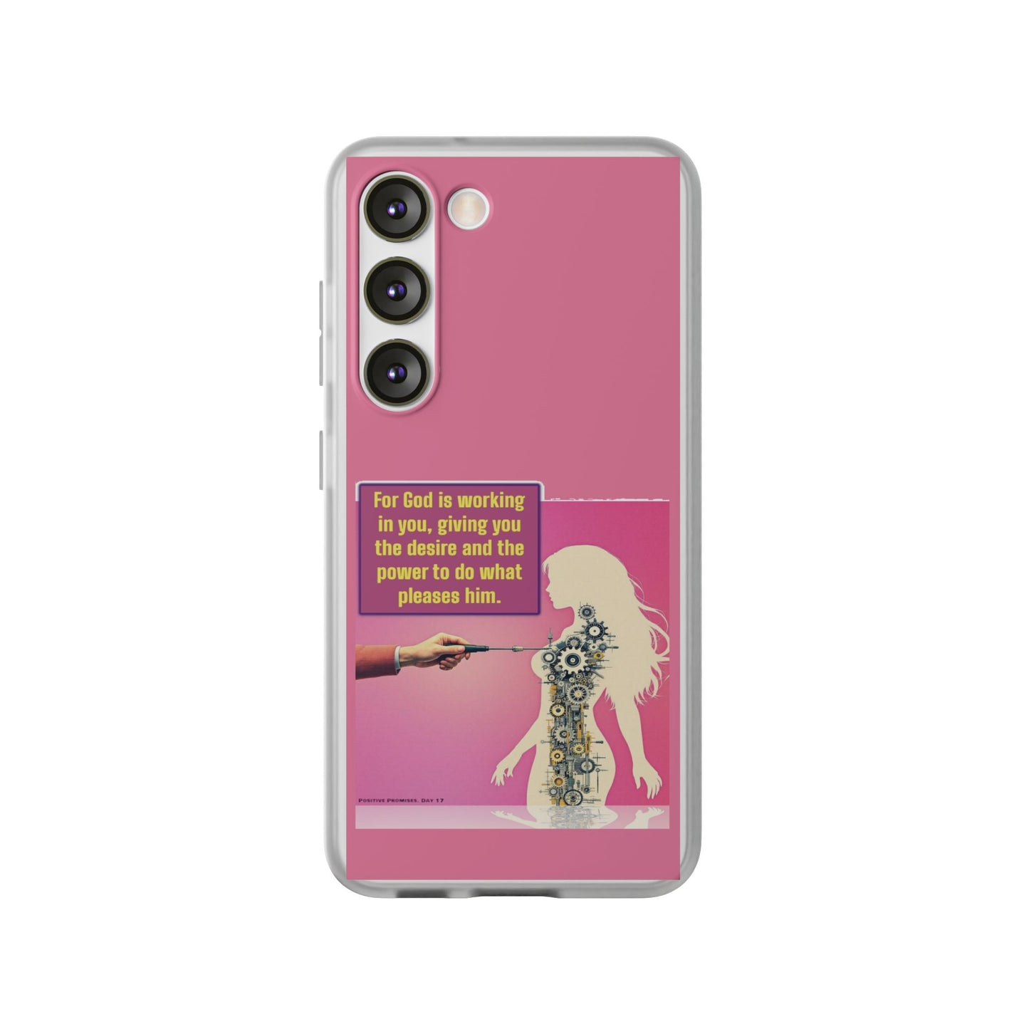 Motivational Flexi Case, Inspirational Phone Cover, Cute Gift for Friends, Faith-Based Protector, Unique Tech Accessory