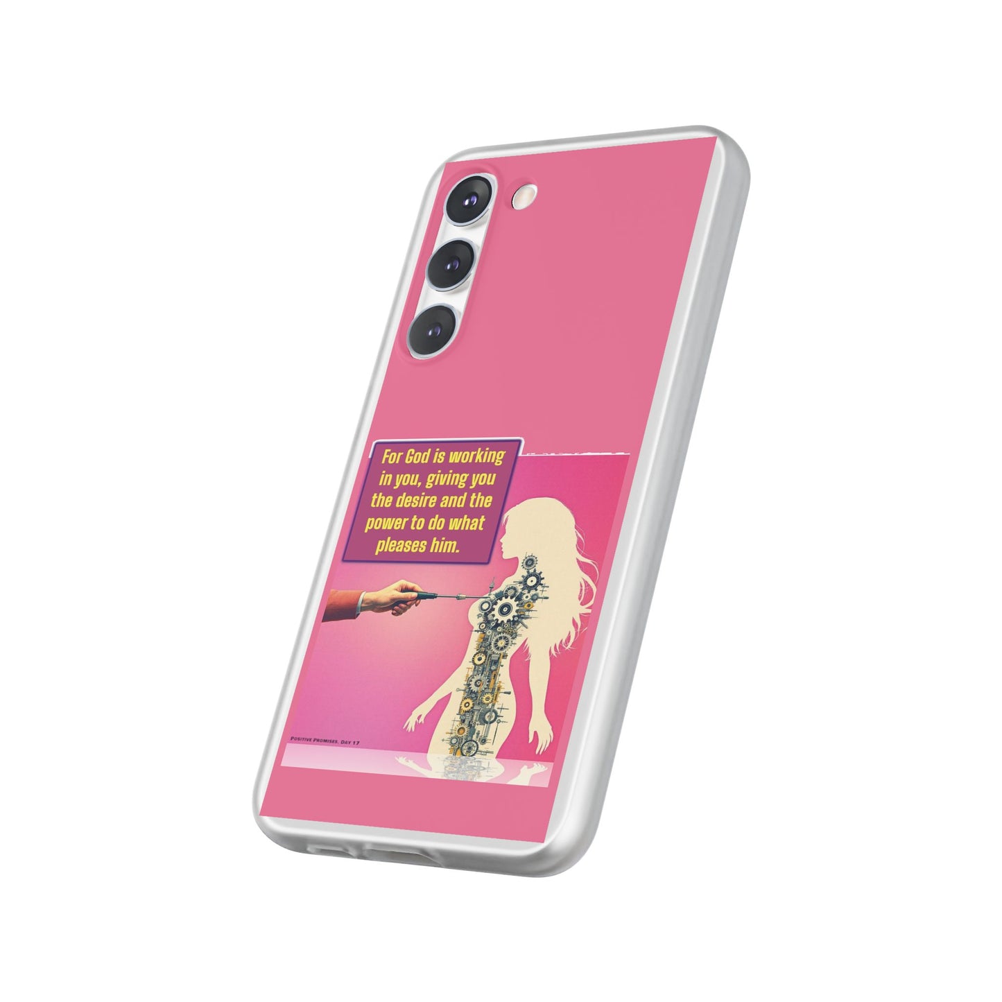 Motivational Flexi Case, Inspirational Phone Cover, Cute Gift for Friends, Faith-Based Protector, Unique Tech Accessory