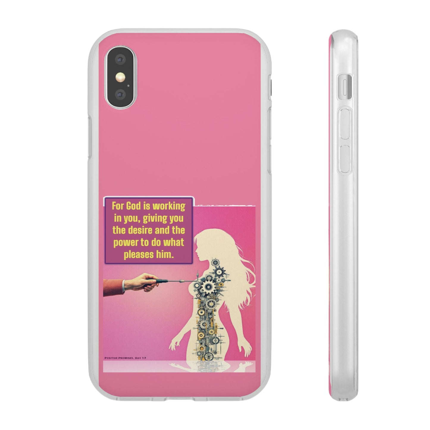 Motivational Flexi Case, Inspirational Phone Cover, Cute Gift for Friends, Faith-Based Protector, Unique Tech Accessory