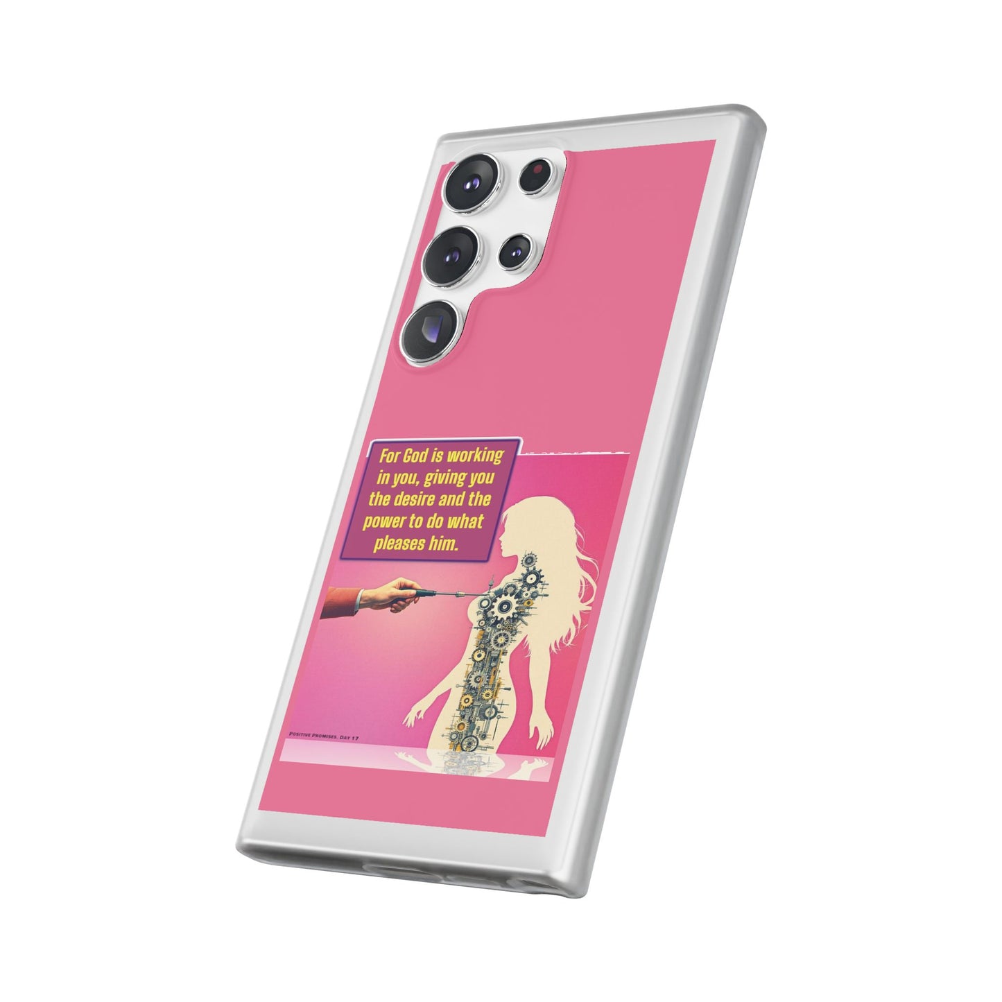 Motivational Flexi Case, Inspirational Phone Cover, Cute Gift for Friends, Faith-Based Protector, Unique Tech Accessory