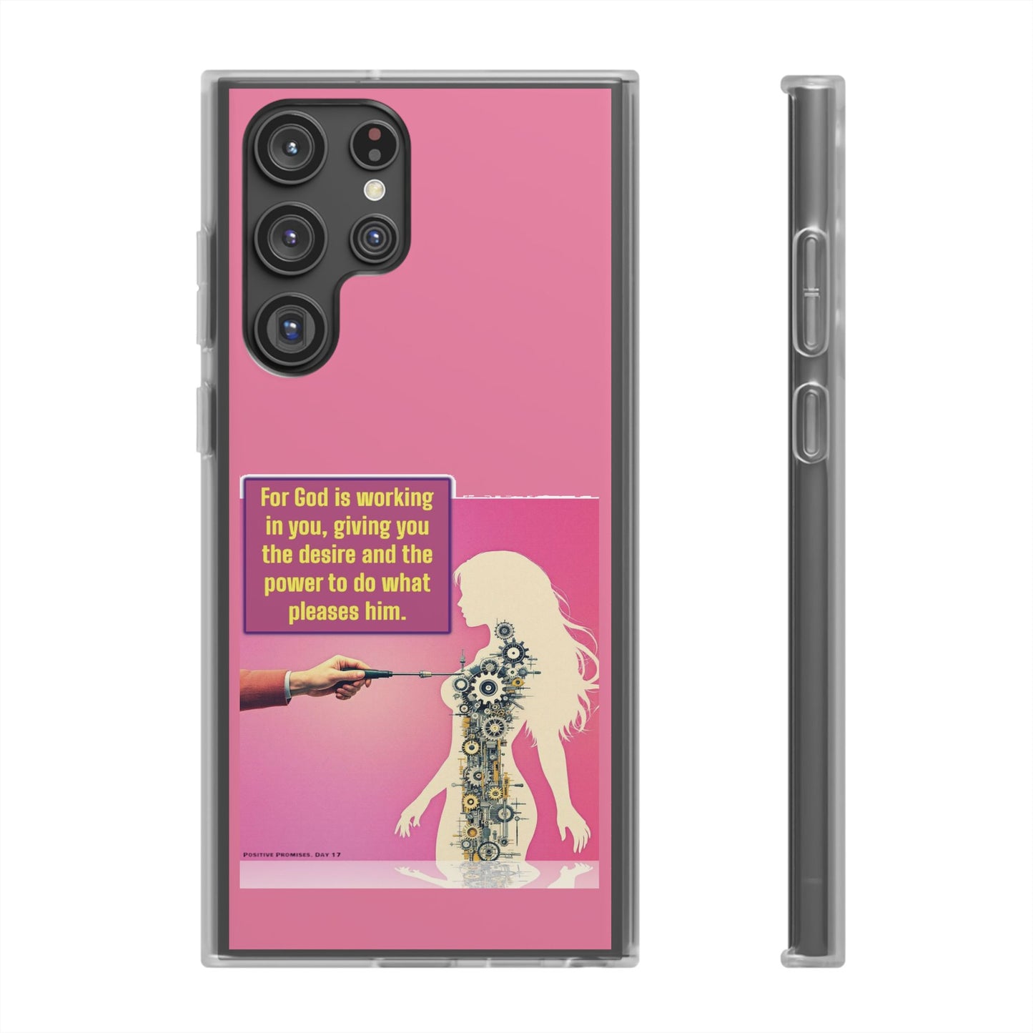 Motivational Flexi Case, Inspirational Phone Cover, Cute Gift for Friends, Faith-Based Protector, Unique Tech Accessory