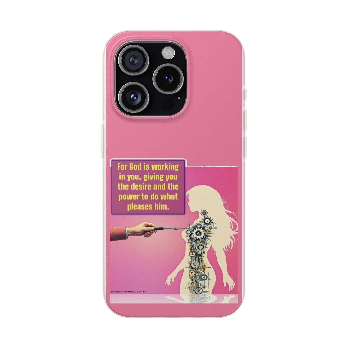 Motivational Flexi Case, Inspirational Phone Cover, Cute Gift for Friends, Faith-Based Protector, Unique Tech Accessory