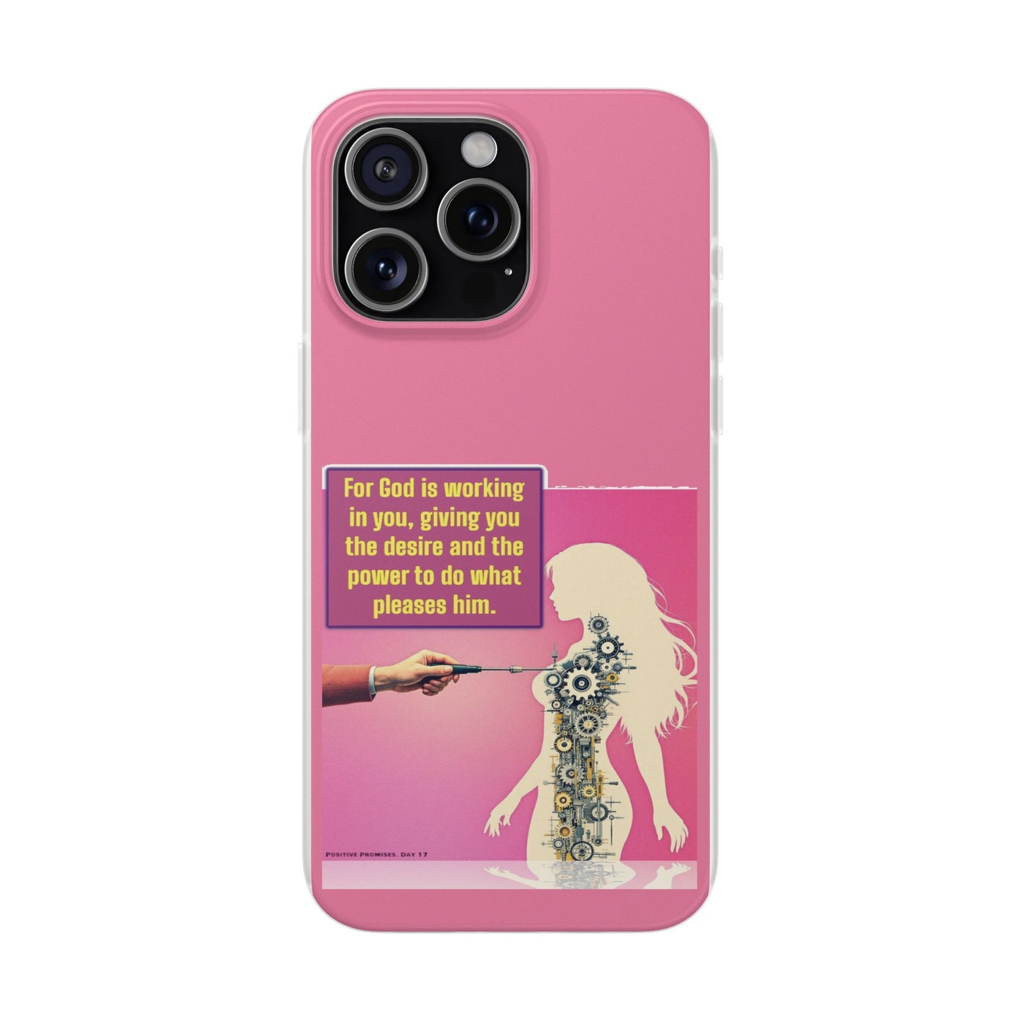 Motivational Flexi Case, Inspirational Phone Cover, Cute Gift for Friends, Faith-Based Protector, Unique Tech Accessory