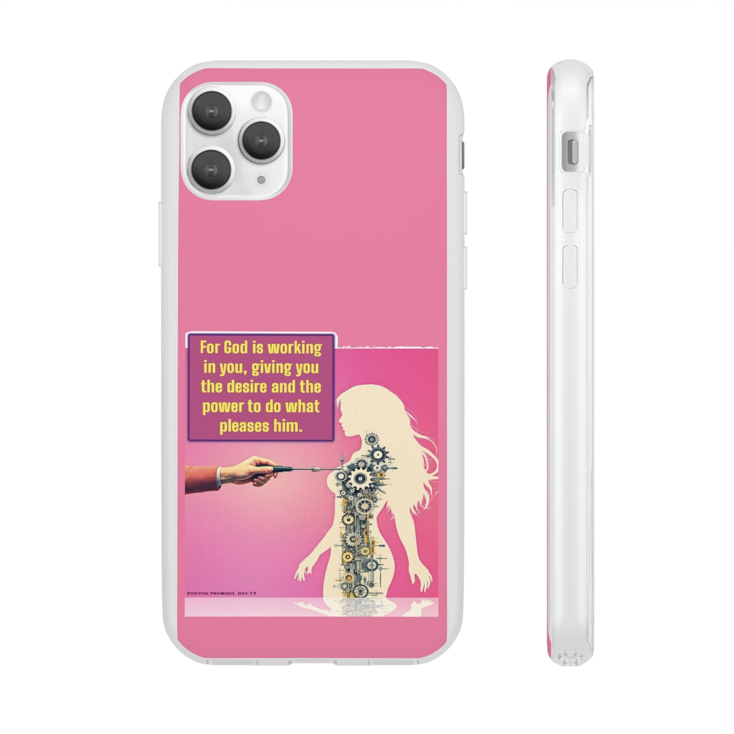 Motivational Flexi Case, Inspirational Phone Cover, Cute Gift for Friends, Faith-Based Protector, Unique Tech Accessory