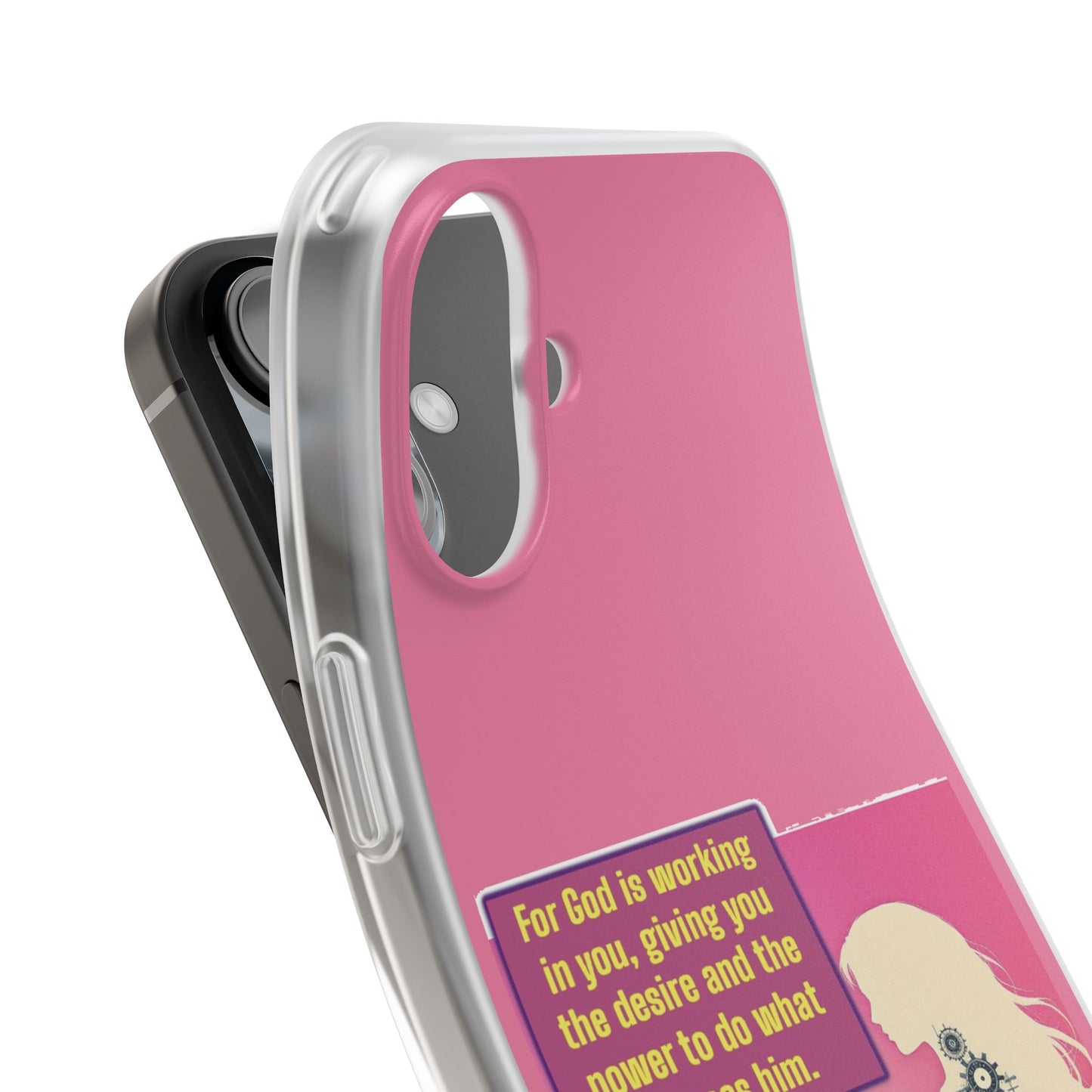 Motivational Flexi Case, Inspirational Phone Cover, Cute Gift for Friends, Faith-Based Protector, Unique Tech Accessory