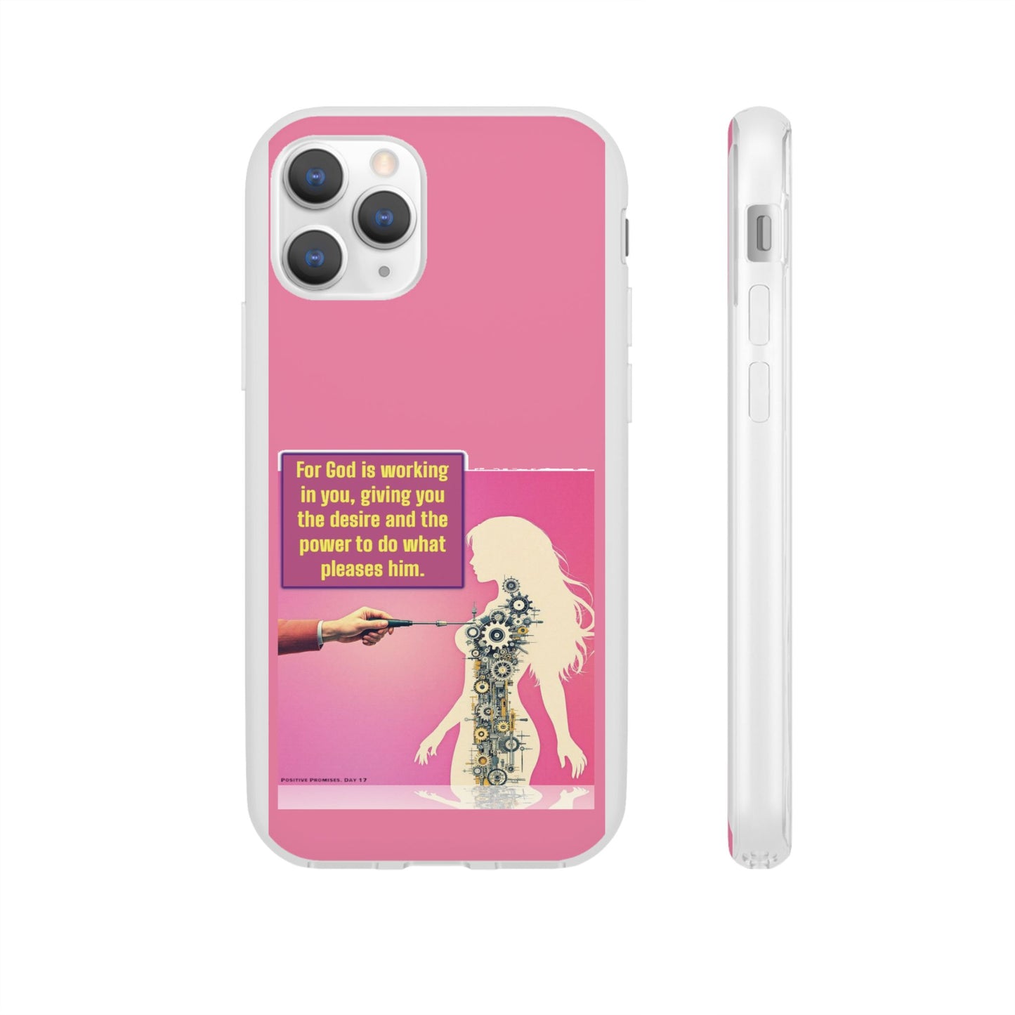 Motivational Flexi Case, Inspirational Phone Cover, Cute Gift for Friends, Faith-Based Protector, Unique Tech Accessory