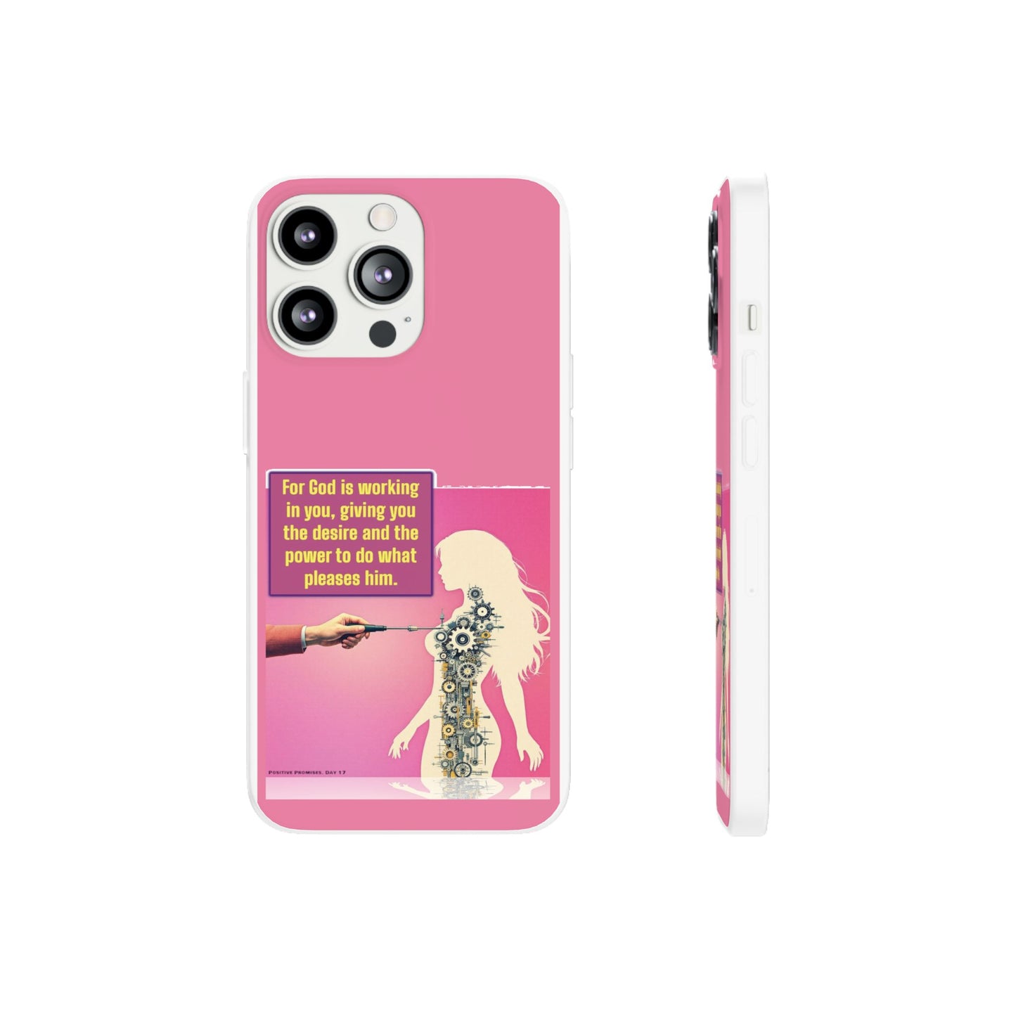 Motivational Flexi Case, Inspirational Phone Cover, Cute Gift for Friends, Faith-Based Protector, Unique Tech Accessory