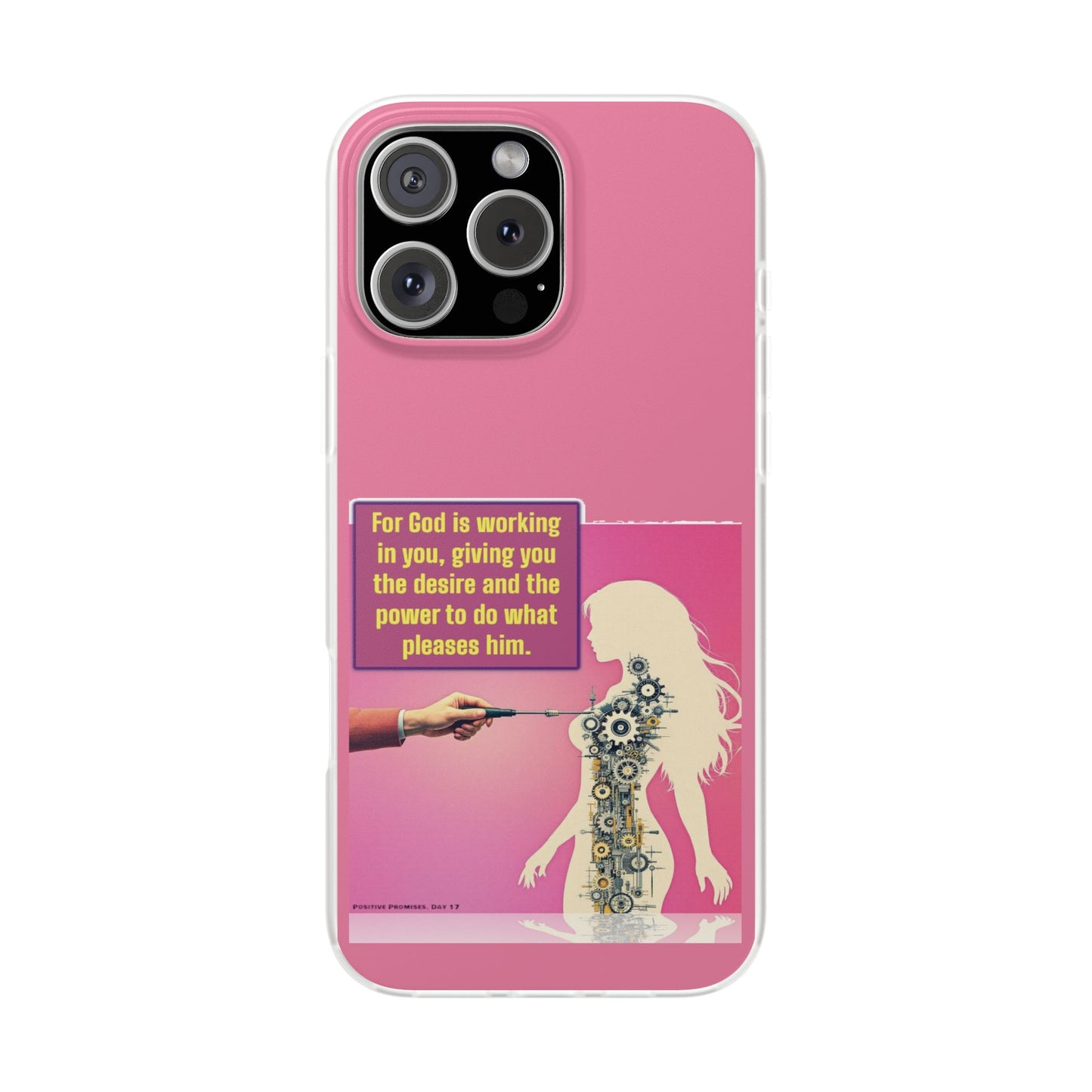 Motivational Flexi Case, Inspirational Phone Cover, Cute Gift for Friends, Faith-Based Protector, Unique Tech Accessory