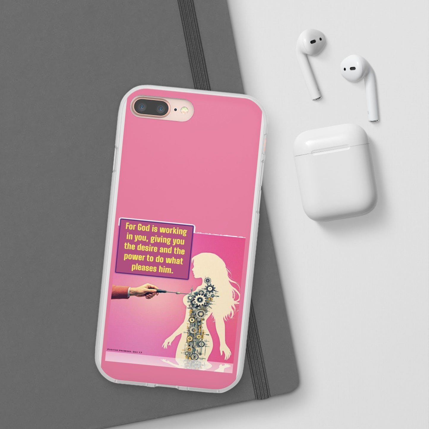 Motivational Flexi Case, Inspirational Phone Cover, Cute Gift for Friends, Faith-Based Protector, Unique Tech Accessory