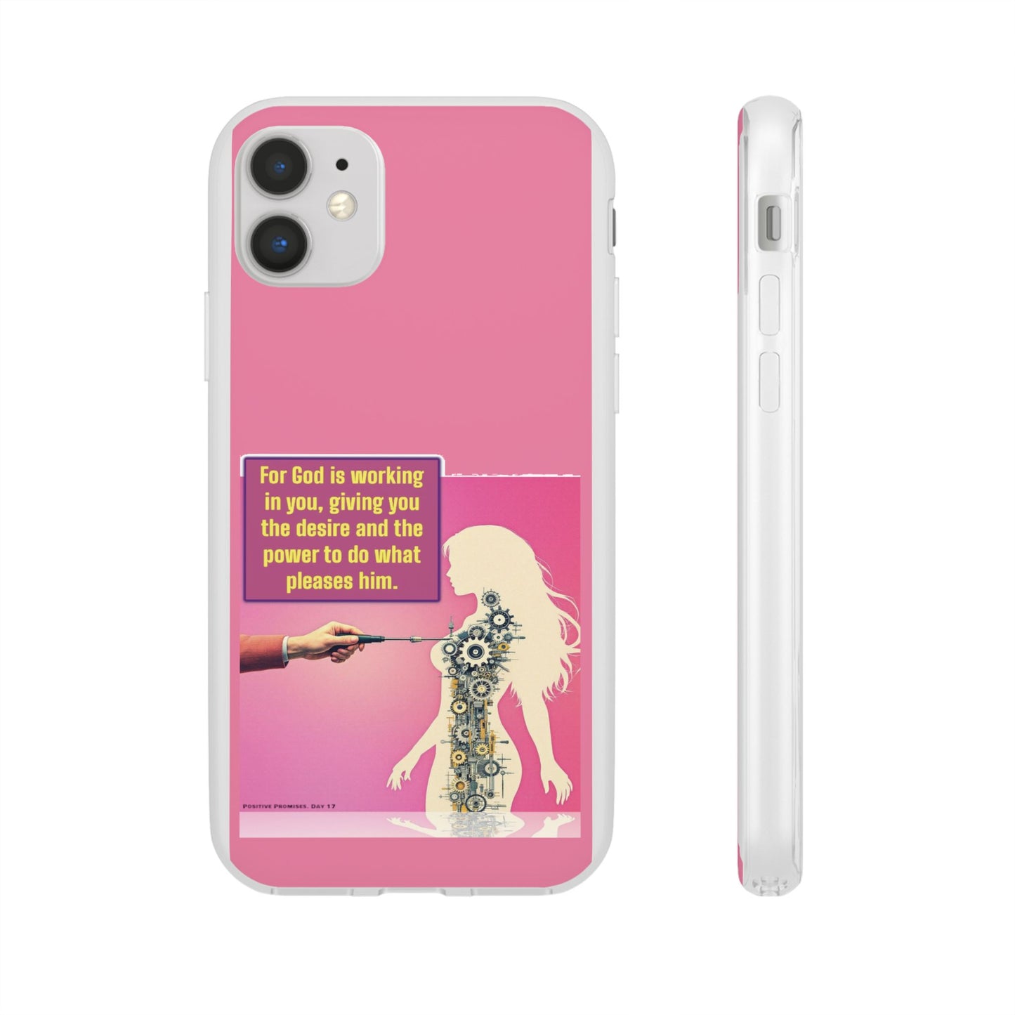 Motivational Flexi Case, Inspirational Phone Cover, Cute Gift for Friends, Faith-Based Protector, Unique Tech Accessory