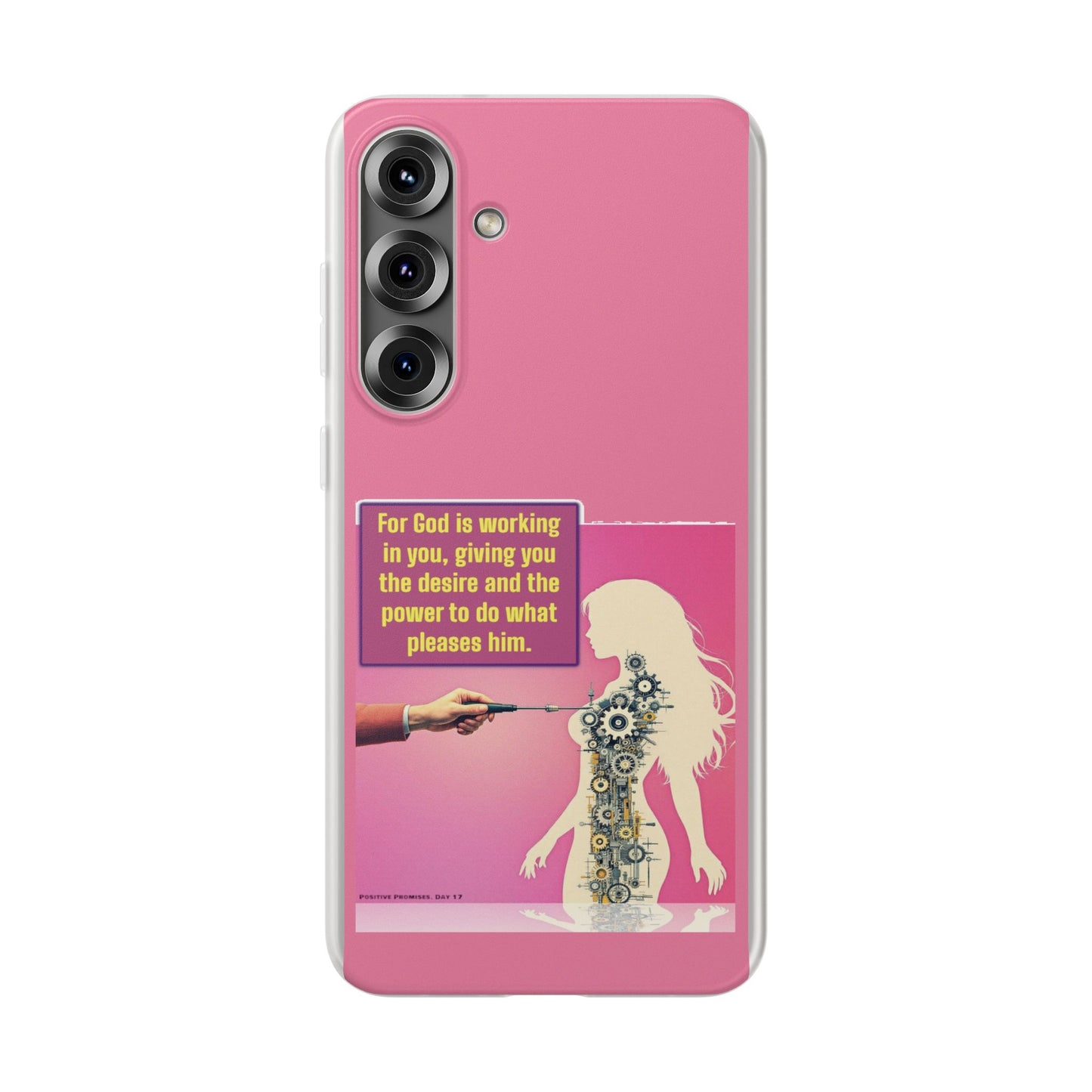 Motivational Flexi Case, Inspirational Phone Cover, Cute Gift for Friends, Faith-Based Protector, Unique Tech Accessory