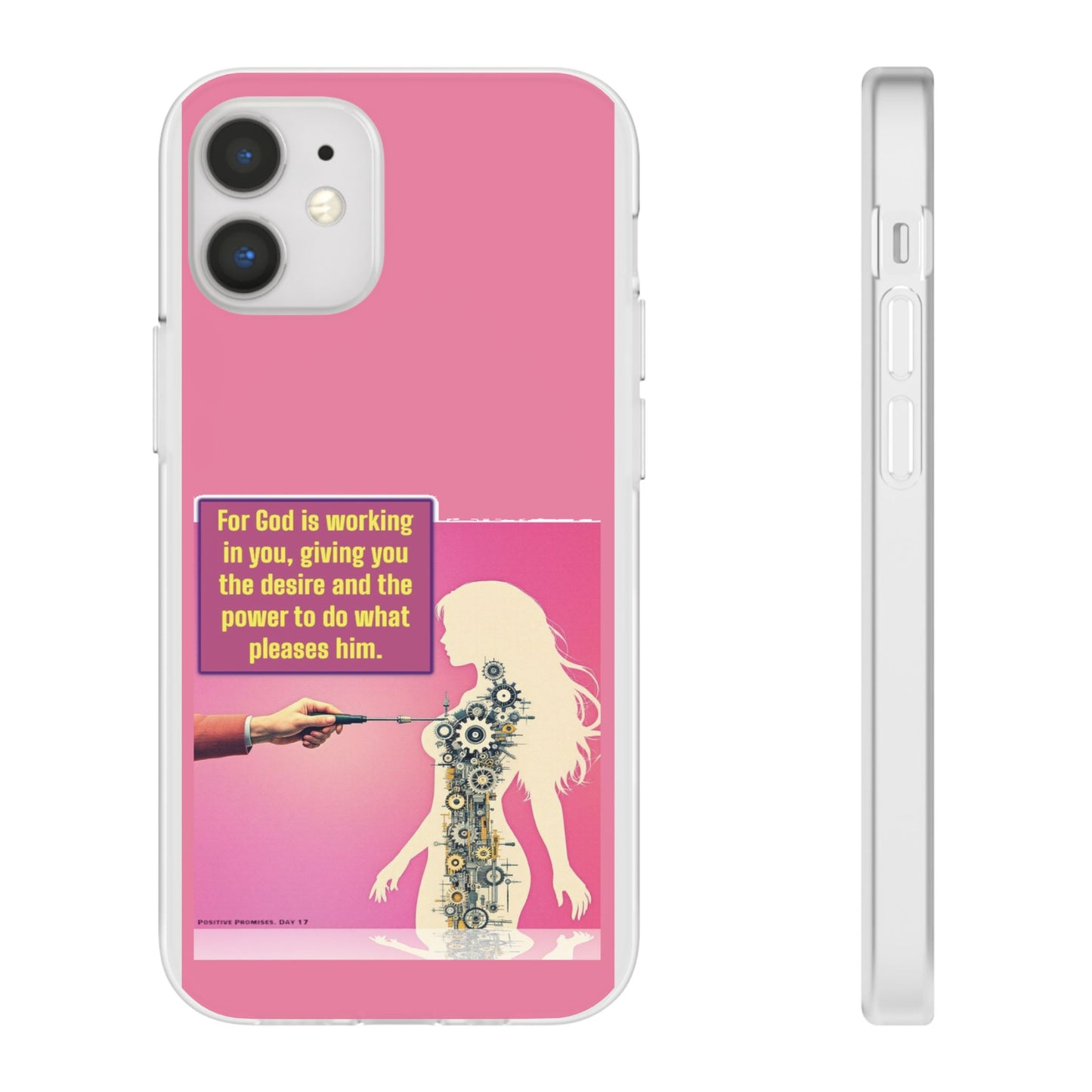 Motivational Flexi Case, Inspirational Phone Cover, Cute Gift for Friends, Faith-Based Protector, Unique Tech Accessory