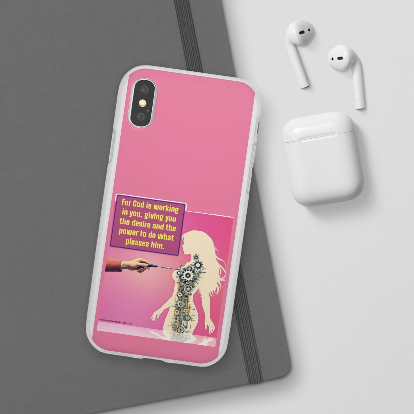 Motivational Flexi Case, Inspirational Phone Cover, Cute Gift for Friends, Faith-Based Protector, Unique Tech Accessory