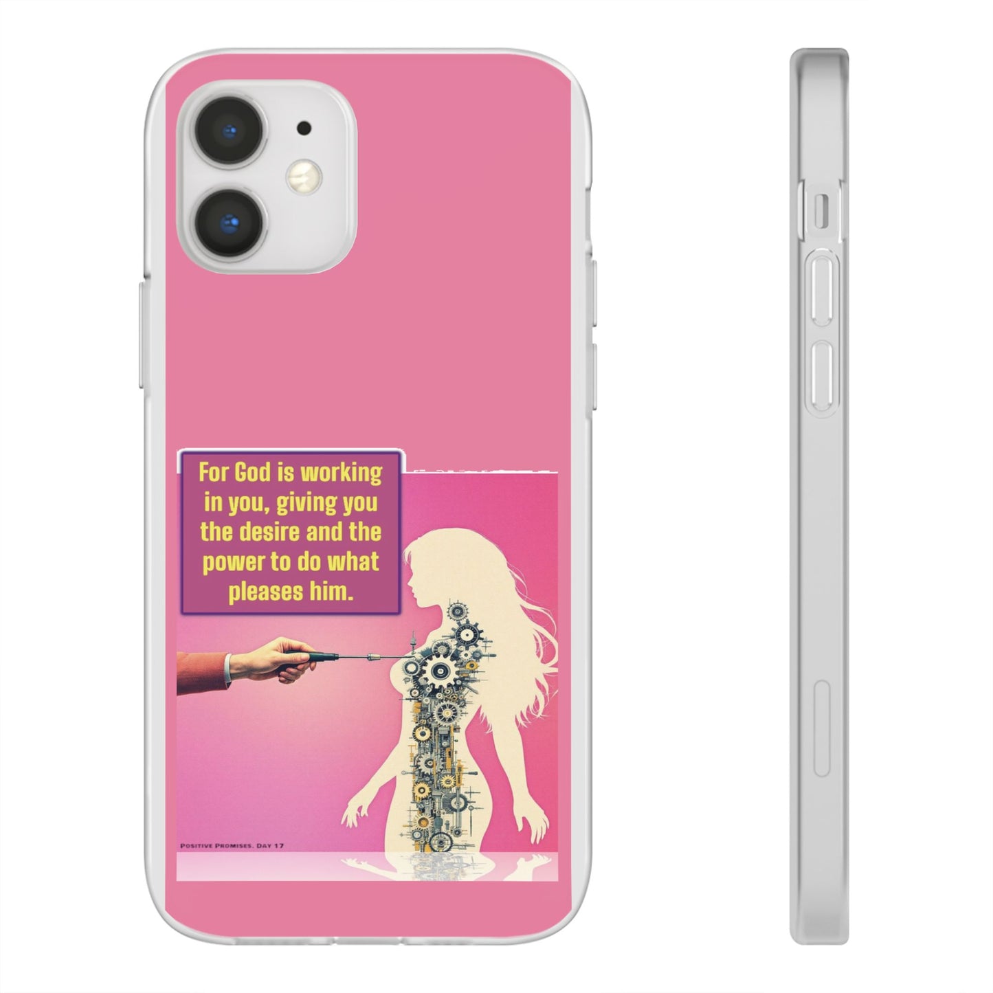 Motivational Flexi Case, Inspirational Phone Cover, Cute Gift for Friends, Faith-Based Protector, Unique Tech Accessory