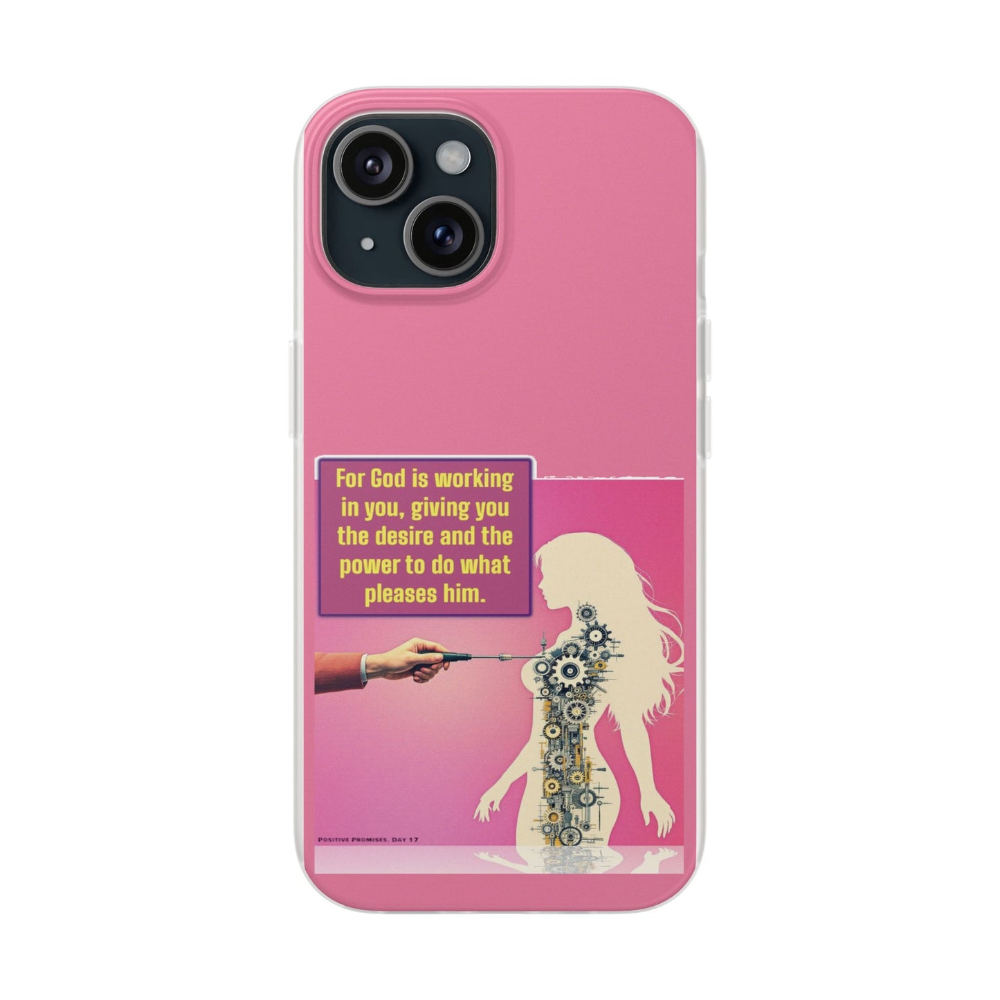 Motivational Flexi Case, Inspirational Phone Cover, Cute Gift for Friends, Faith-Based Protector, Unique Tech Accessory