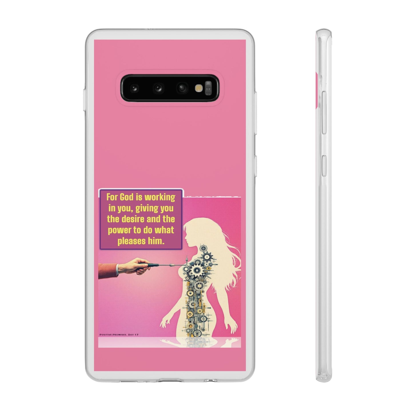 Motivational Flexi Case, Inspirational Phone Cover, Cute Gift for Friends, Faith-Based Protector, Unique Tech Accessory