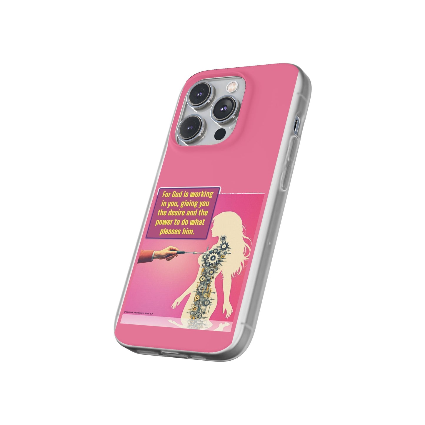 Motivational Flexi Case, Inspirational Phone Cover, Cute Gift for Friends, Faith-Based Protector, Unique Tech Accessory